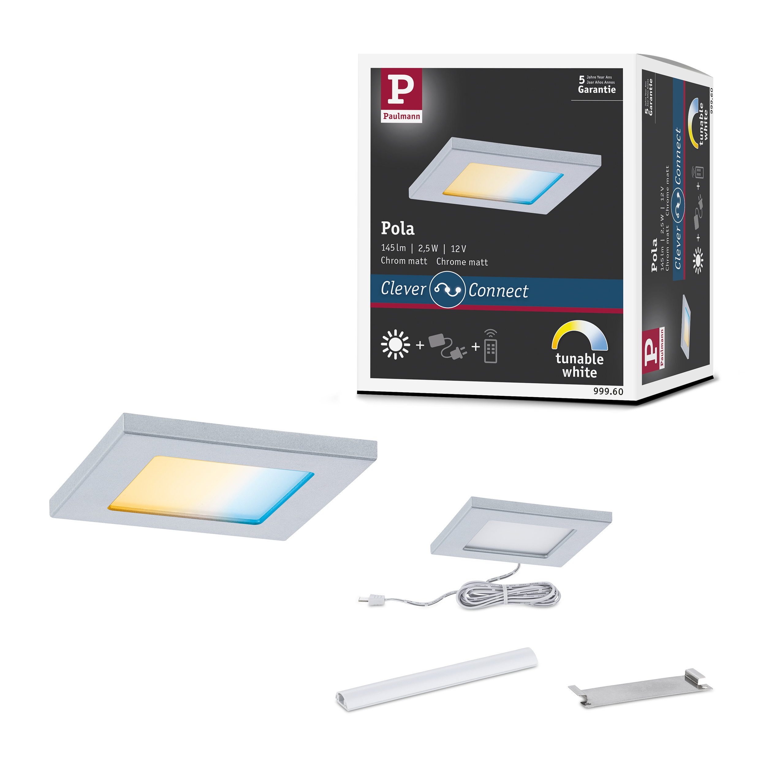 Paulmann LED Deckenspot Clever Connect LED Spot Pola Tunable White 2,5W Chrom matt
