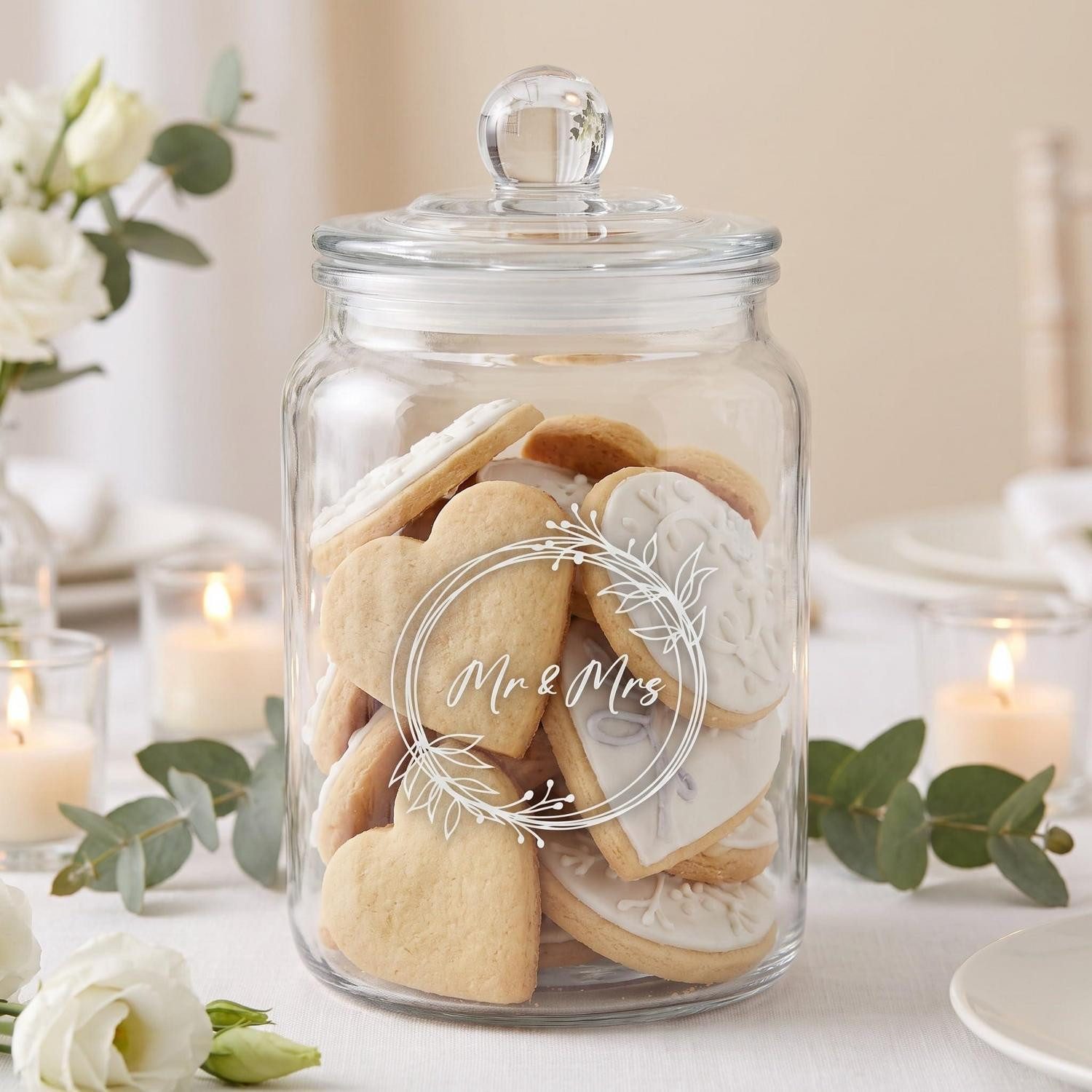 LuxusKollektion Keksdose Keksdose Mr & Mrs Hochzeit Glas 180mm, Glas