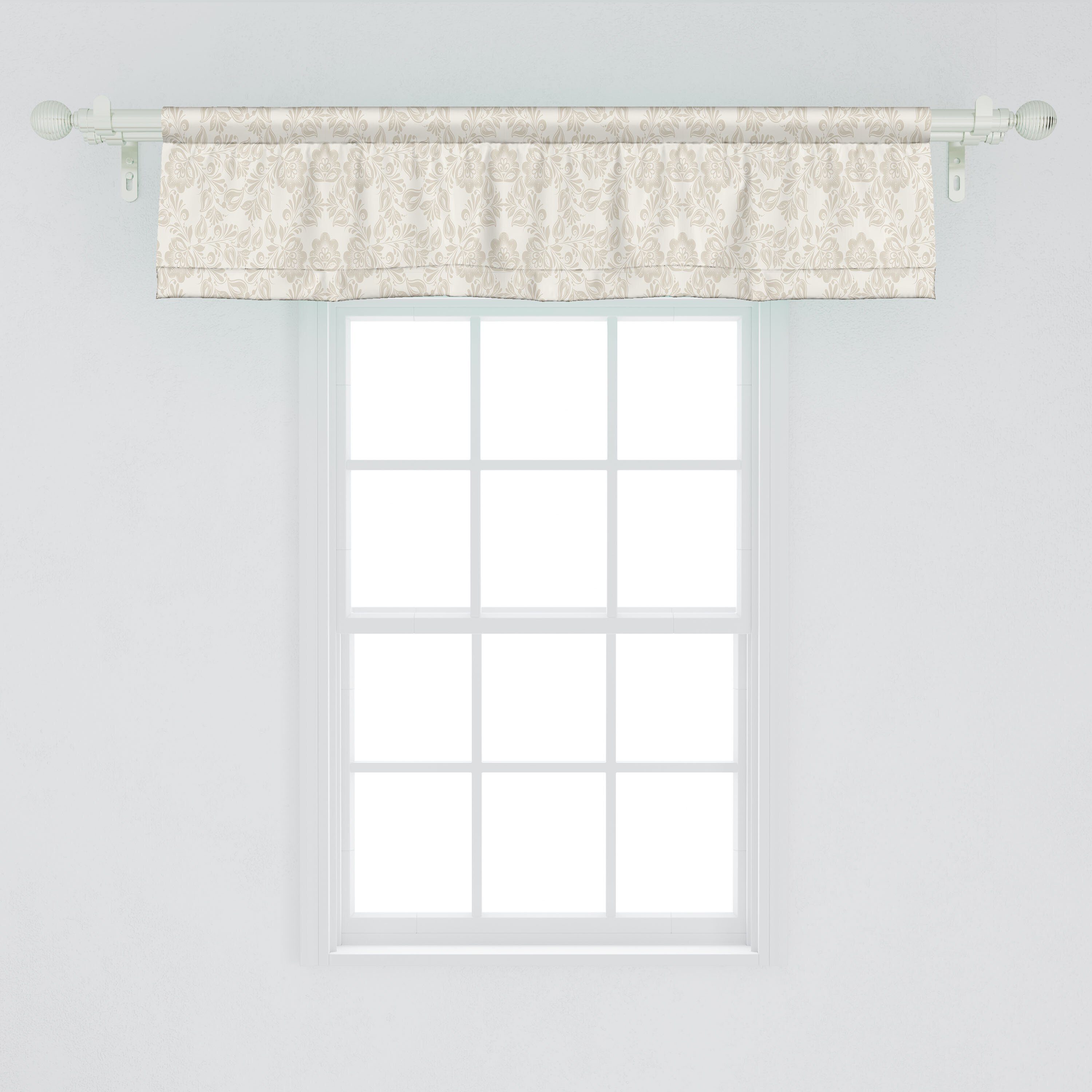 Blumen Abakuhaus, Scheibengardine Vorhang für Schlafzimmer mit Küche Gracious Dekor Microfaser, Romantic Volant Stangentasche, Vintage
