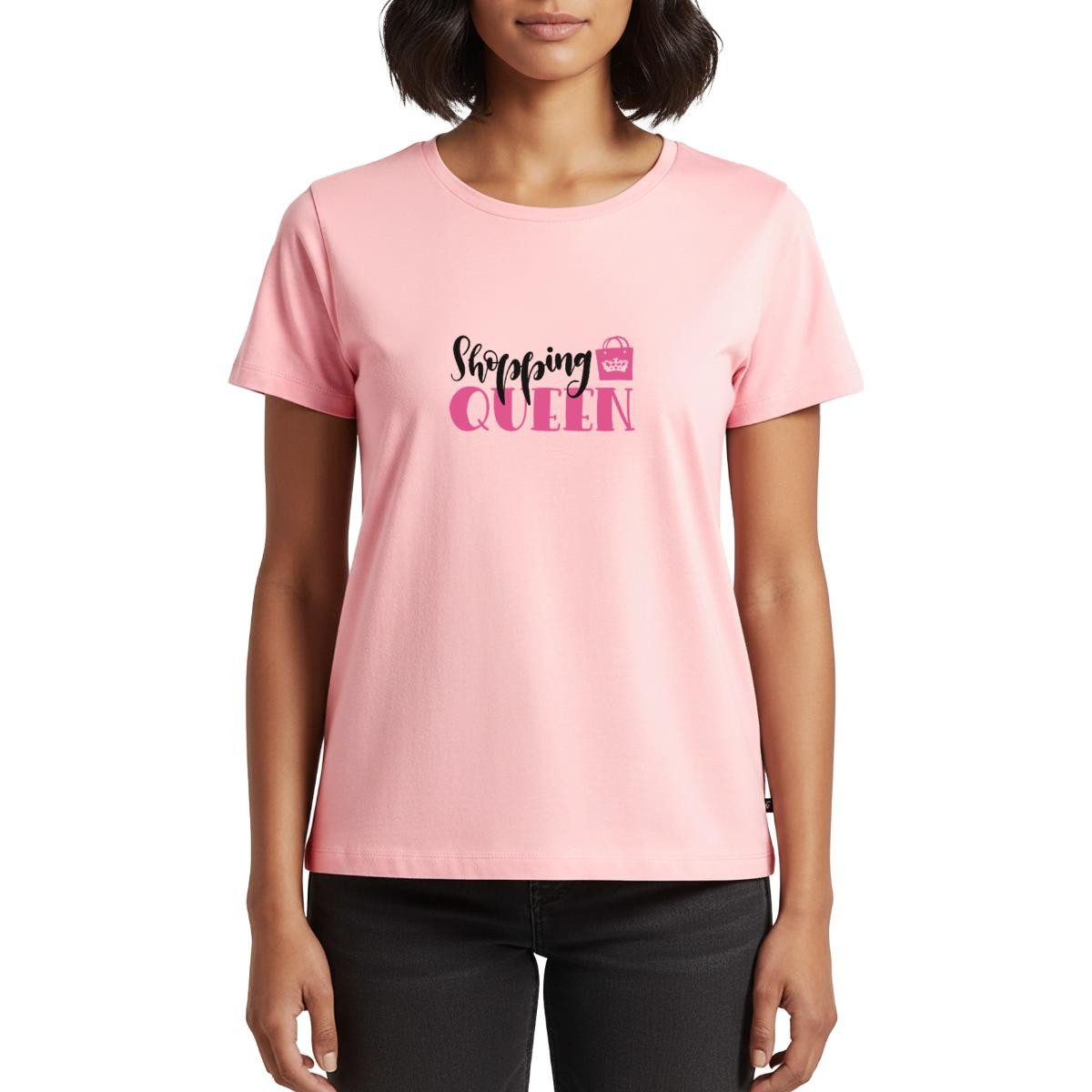Spreadshirt T-Shirt Shopping Queen Kostüm Fasching Frauen Premium T-Shirt (1-tlg) Fällt klein aus. Wir empfehlen, eine Größe größer zu bestellen.