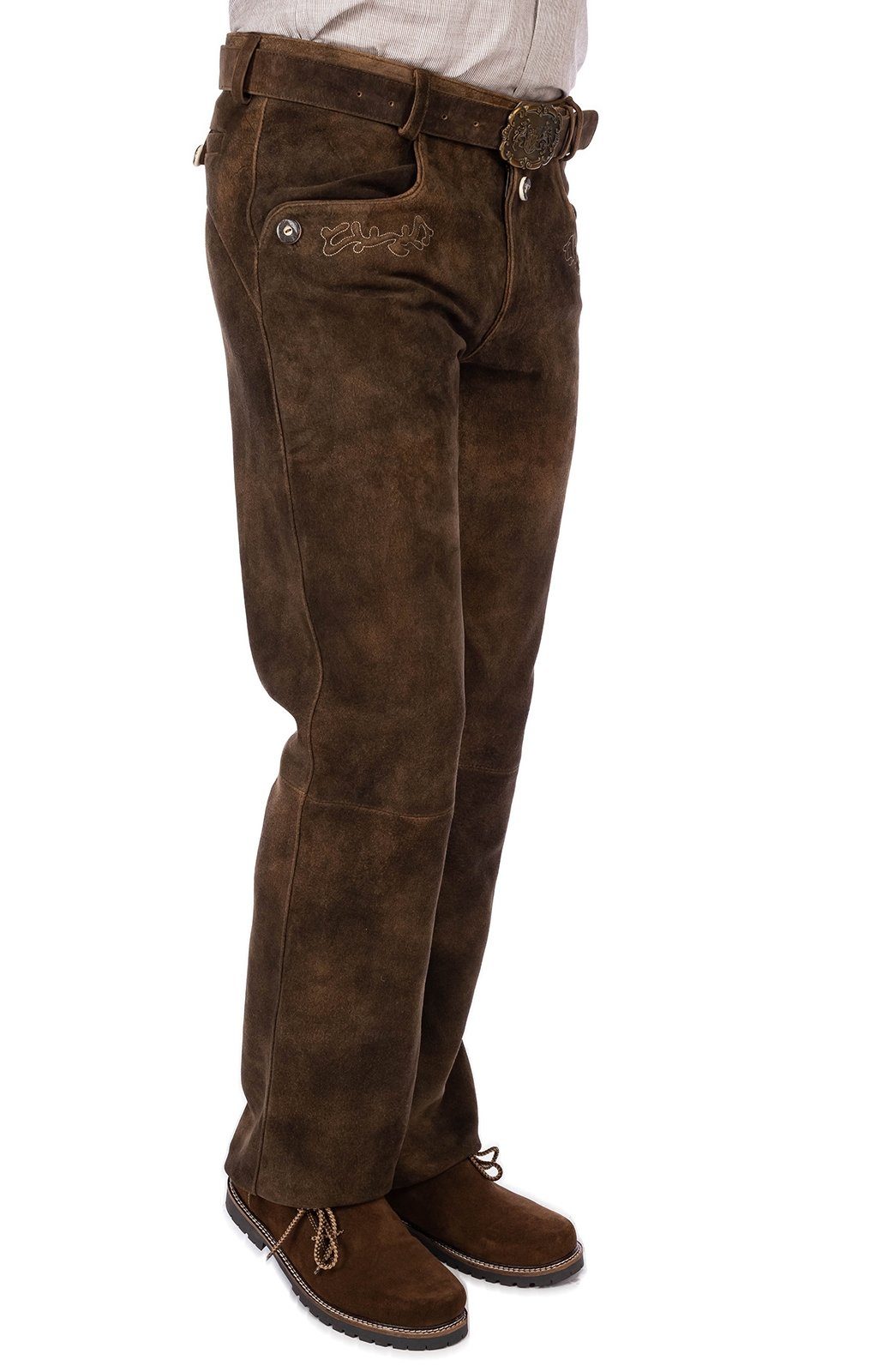 Almsach Trachtenhose Lederhose deerlook HE1051 mit lang Gürtel