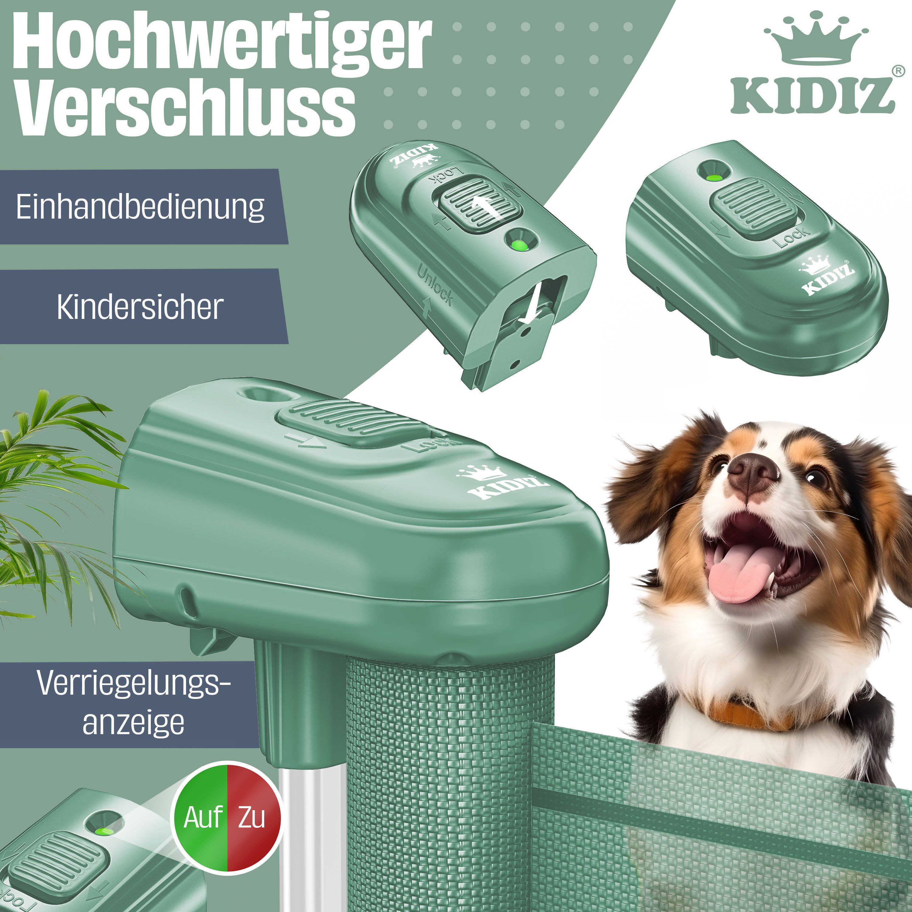 KIDIZ Türschutzgitter Treppenschutzgitter ausziehbar bis 140cm für Kinder, Babys & Haustiere (Schutzgitter für Treppen & Türen inkl. Bodenanker & Montagezubehör), Raumtrennung Absperrgitter kindersicheres Treppengitter