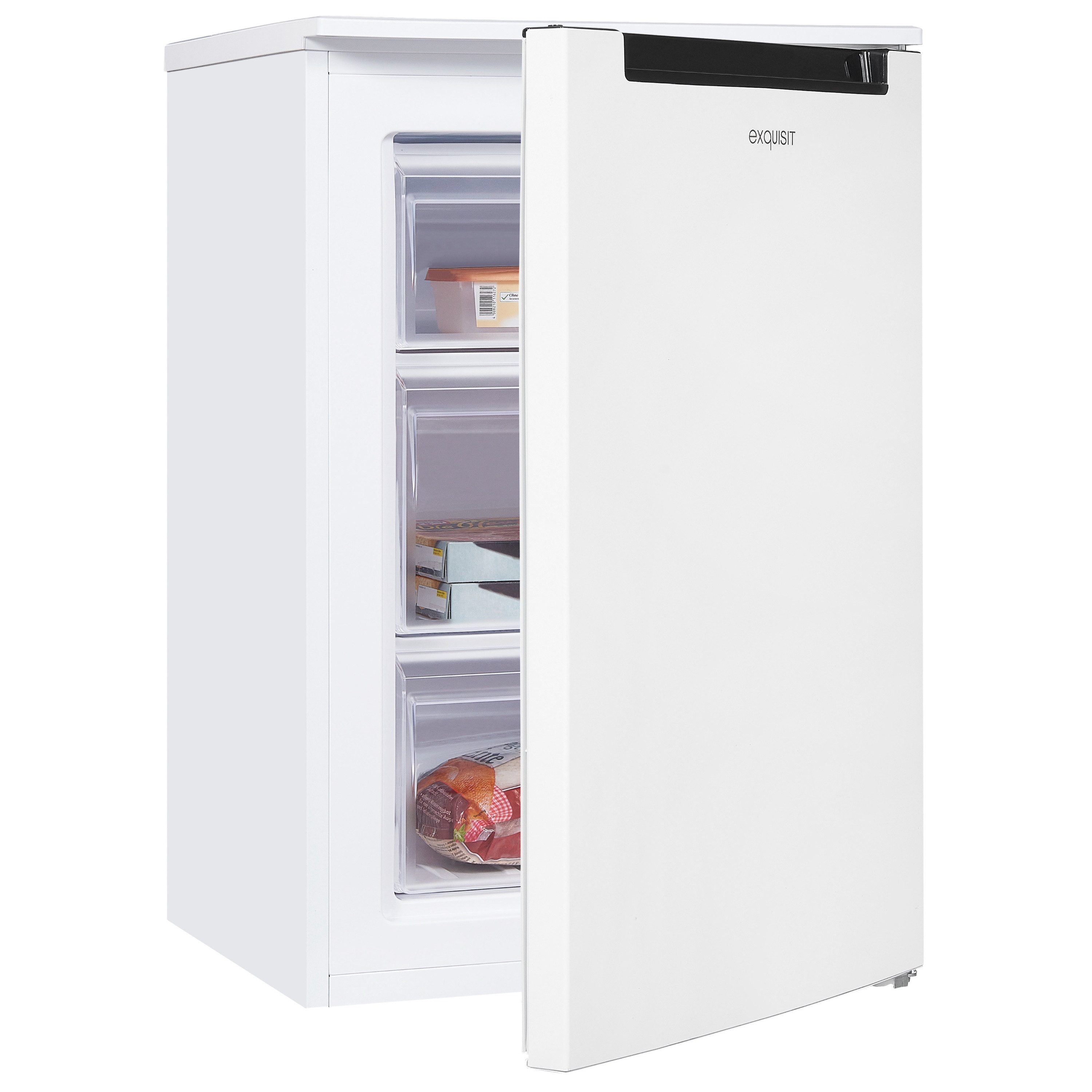 exquisit Gefrierschrank GS581-040C weiss, 85.5 cm hoch, 54.5 cm breit, 87 Liter, 3 Gefrierschubladen, 40 db, EEK: C, 4-Sterne-Gefrieren