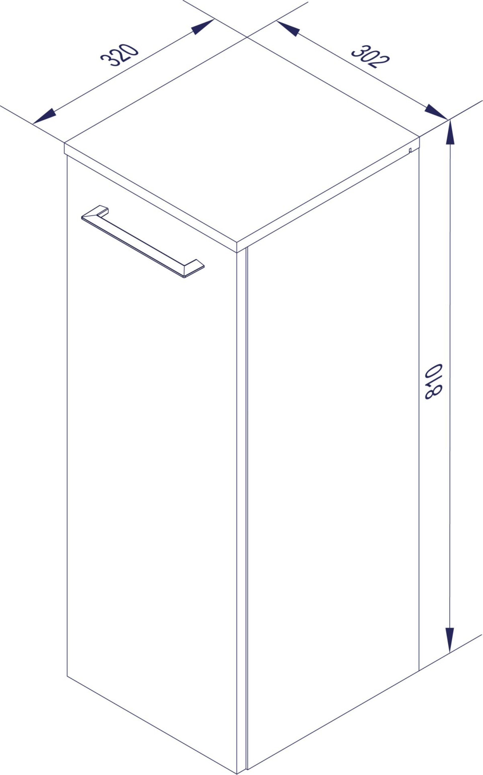 FACKELMANN Midischrank Lima Badmöbel 2 Glaseinlegeböden, Maße (B x H x T):  ca. 30 x 81 x 32 cm