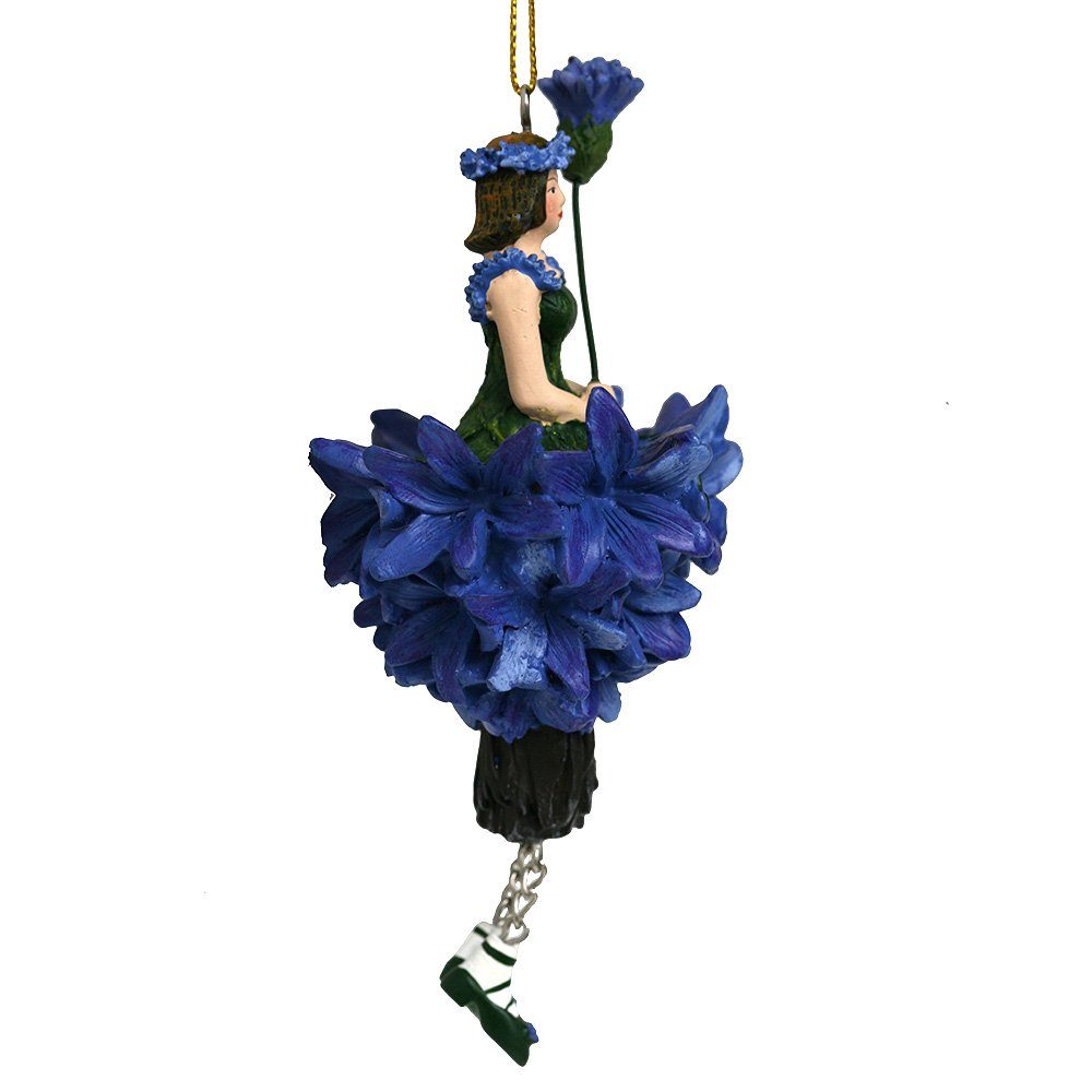 ROSEMARIE SCHULZ Heidelberg Dekofigur Blumenmädchen Kornblume Dekohänger Kunstblume Deko-Objekt, Handbemalte Figur aus Polyresin