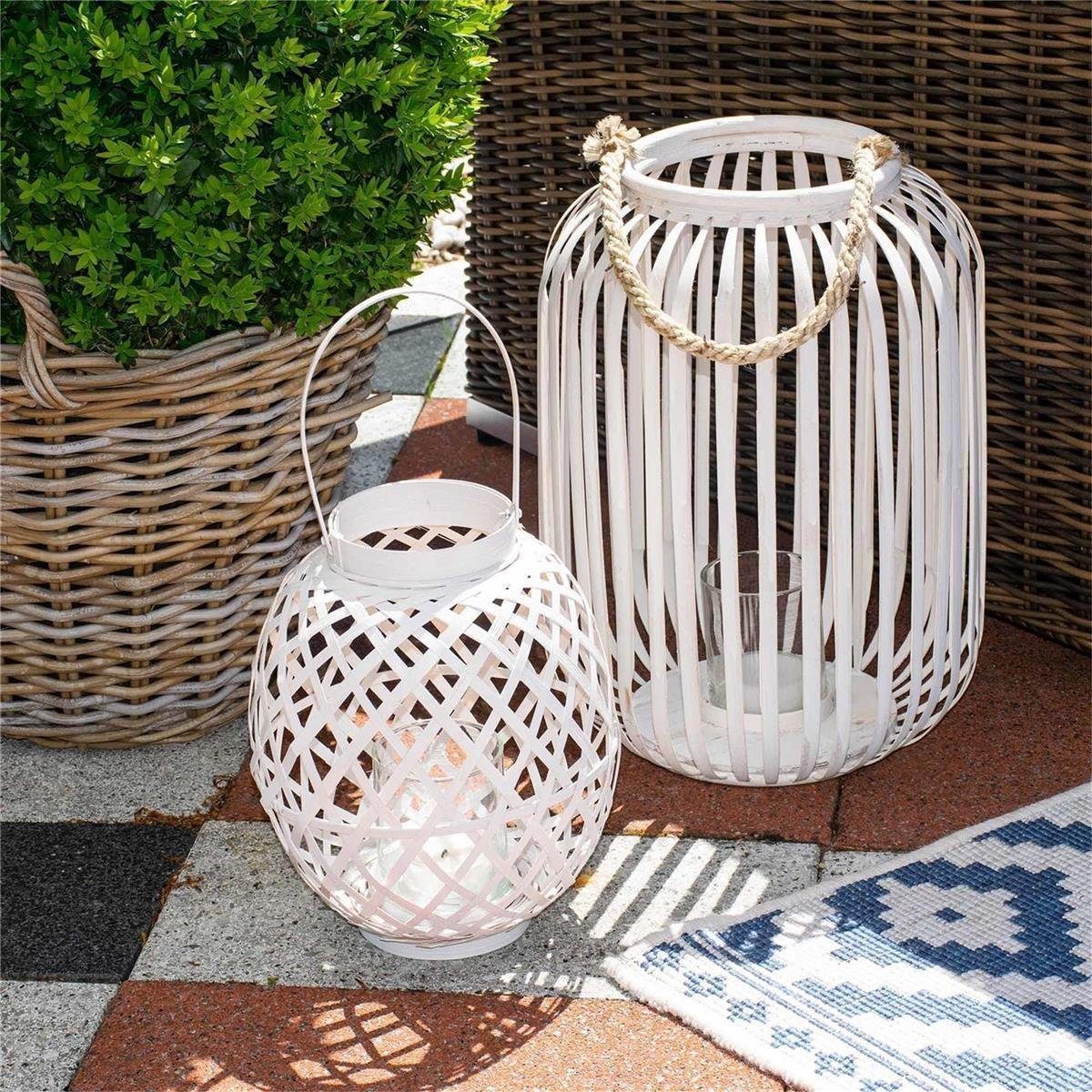 BOURGH Kerzenlaterne VILLAPIANA Bambus Windlicht - 42cm hoch / ⌀30cm - handgemacht
