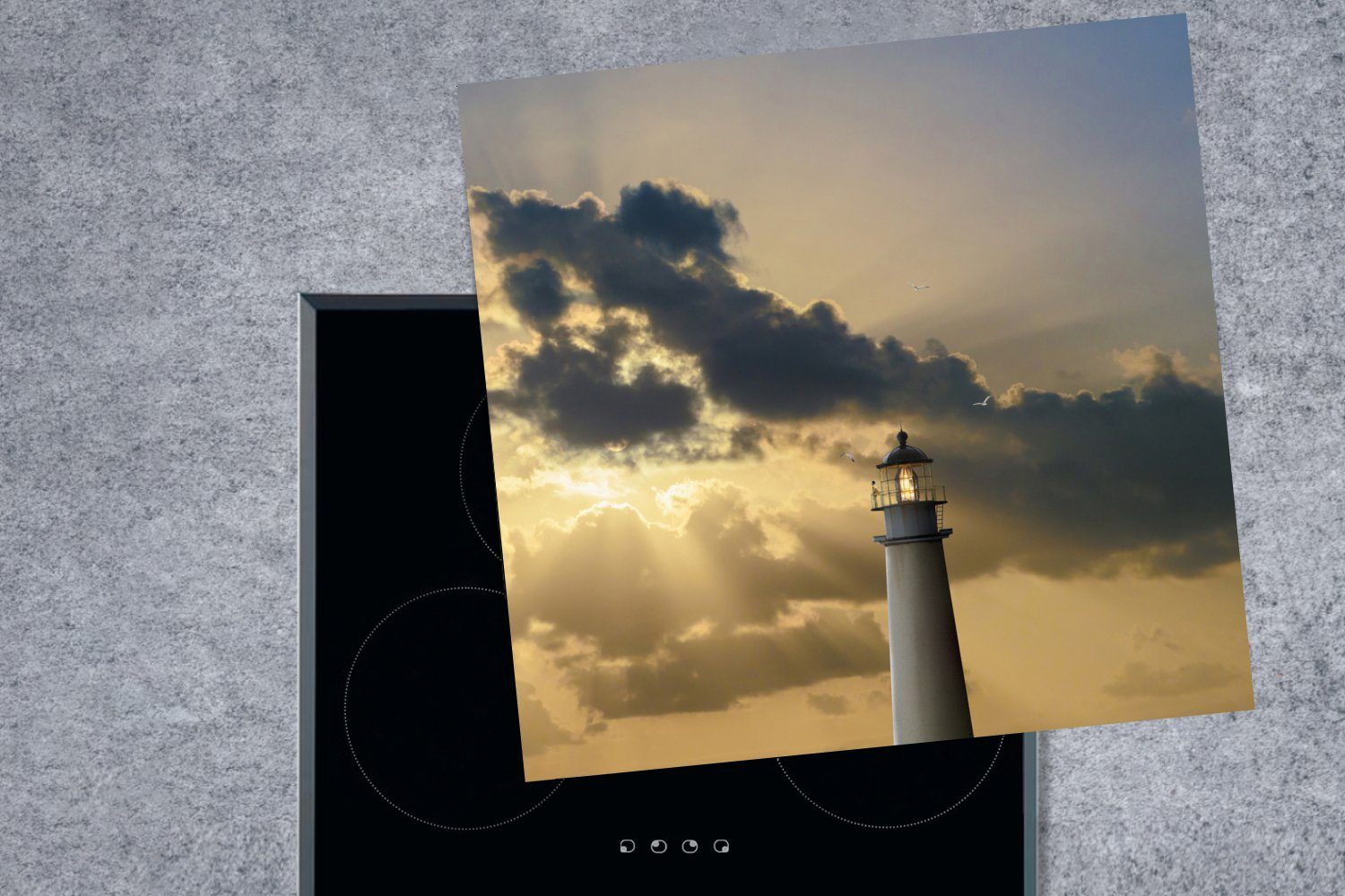 MuchoWow Wolken cm, Sonne, - - Ceranfeldabdeckung, (1 küche Vinyl, für Herdblende-/Abdeckplatte Leuchtturm tlg), Arbeitsplatte 78x78