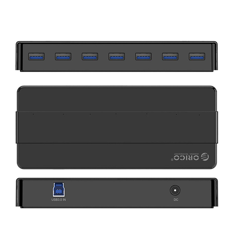 ORICO USB-Hub Verteiler Anschlusserweiterung HUB (7x USB 3.0, 12V-Netzteil, 1m-Kabel abnehmbar)