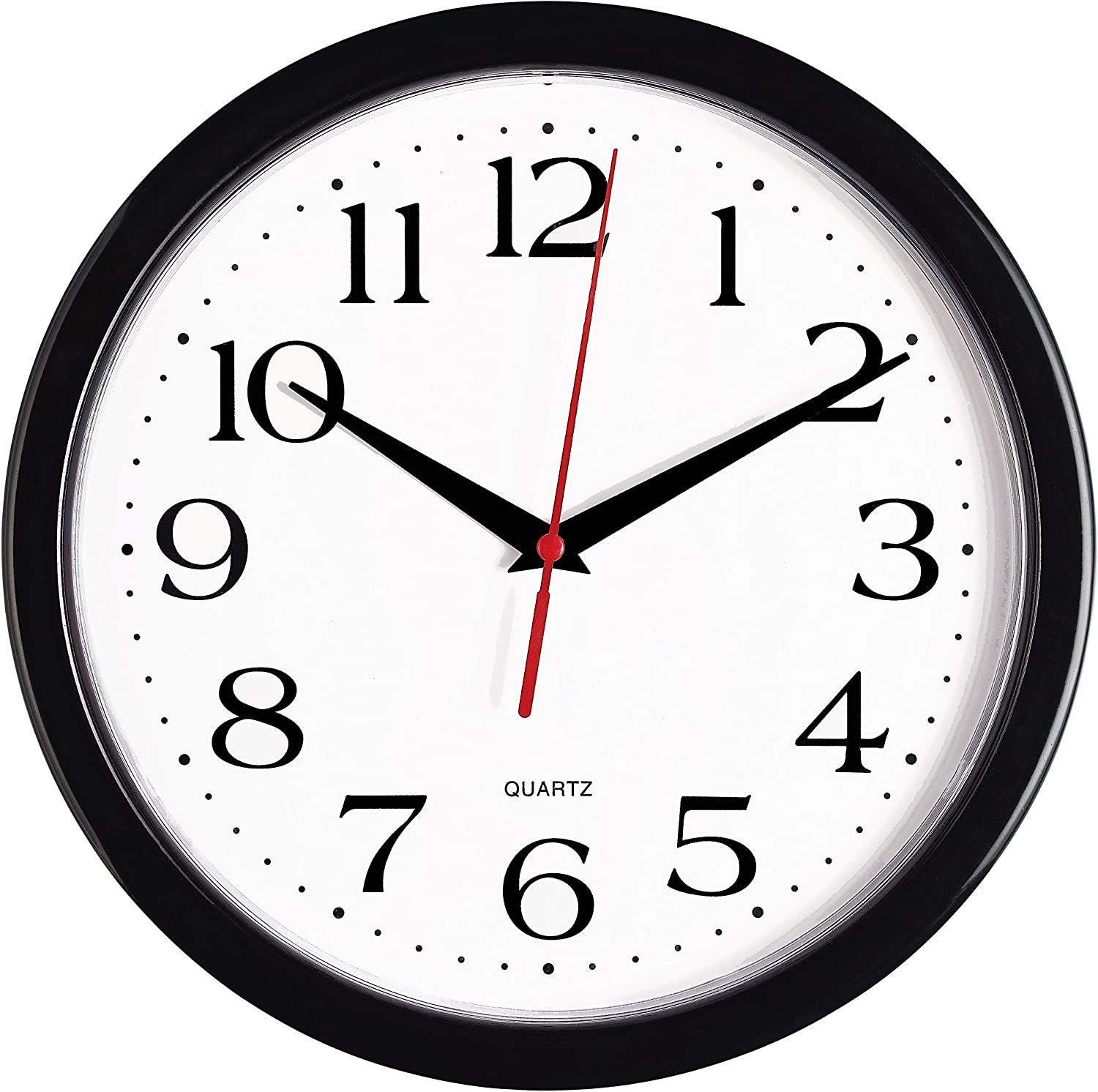 K&L Wall Art Wanduhr leise schwarz-weiß Retro Uhr roter Sekundenzeiger Quartz Uhrwerk (ohne Tick-Geräusche)