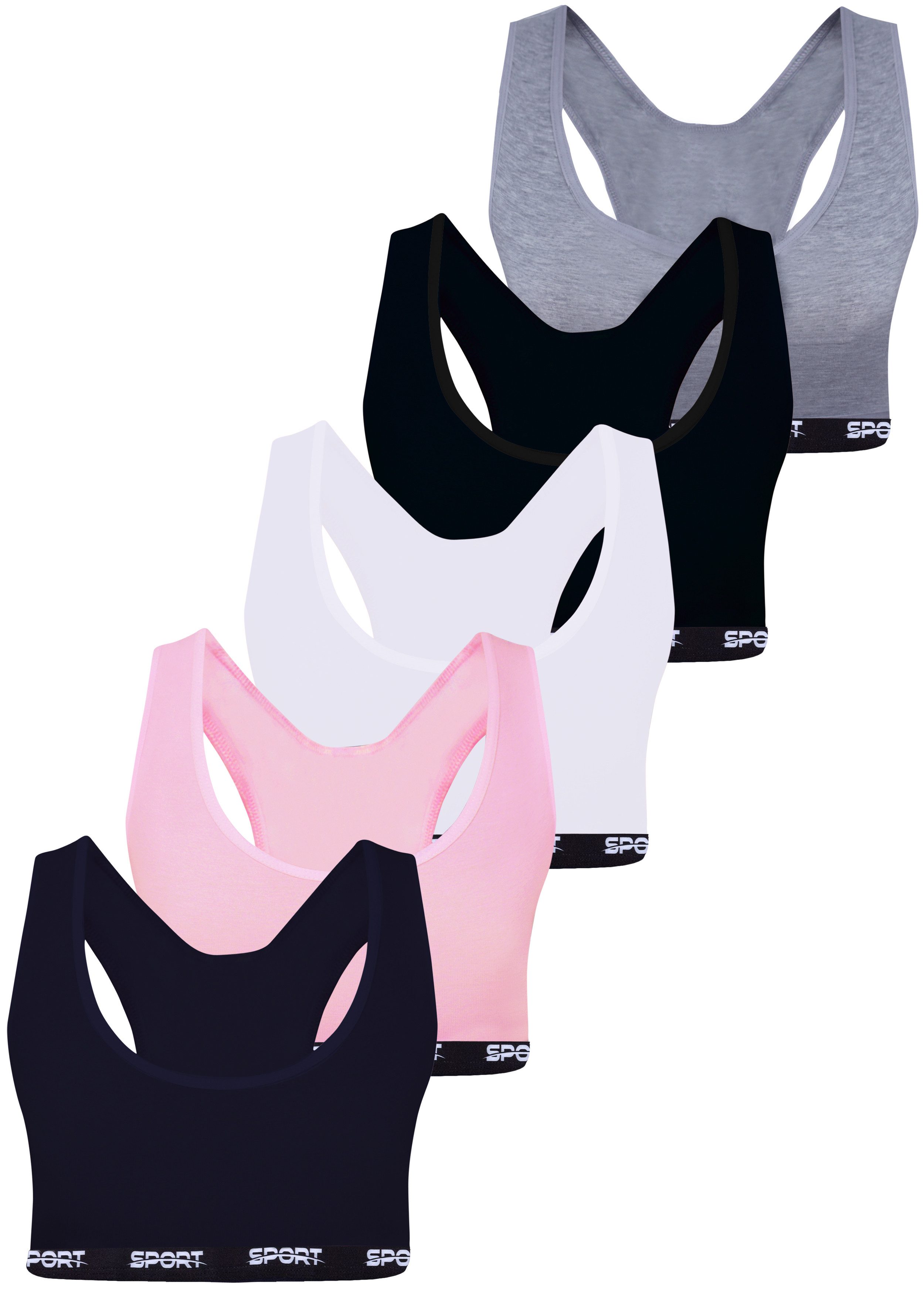 LOREZA Bustier 5er Set Mädchen Bustier - Sport - Bunt (Set, 5-tlg., 5er-Pack)