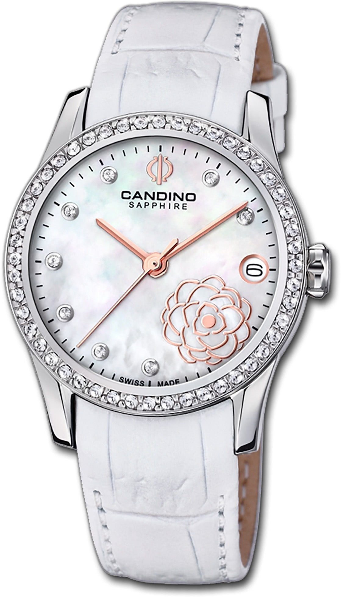 Candino Quarzuhr Candino Leder Damen Uhr C4721/1, Damenuhr mit Lederarmband, rundes Gehäuse, mittel (ca. 33mm), Fashion-