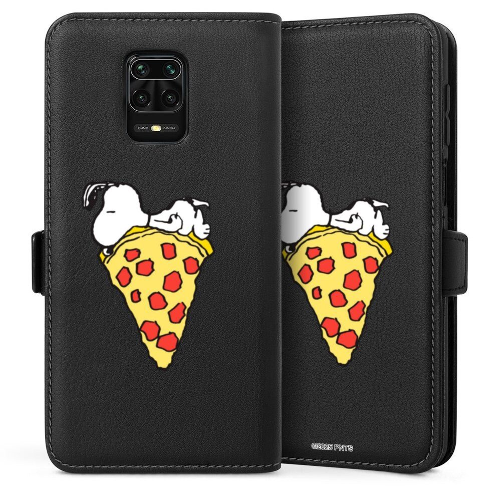 DeinDesign Handyhülle Peanuts Pizza Snoopy Snoopy Pizza Transparent, Xiaomi Redmi Note 9s Hülle Handy Flip Case Wallet Cover