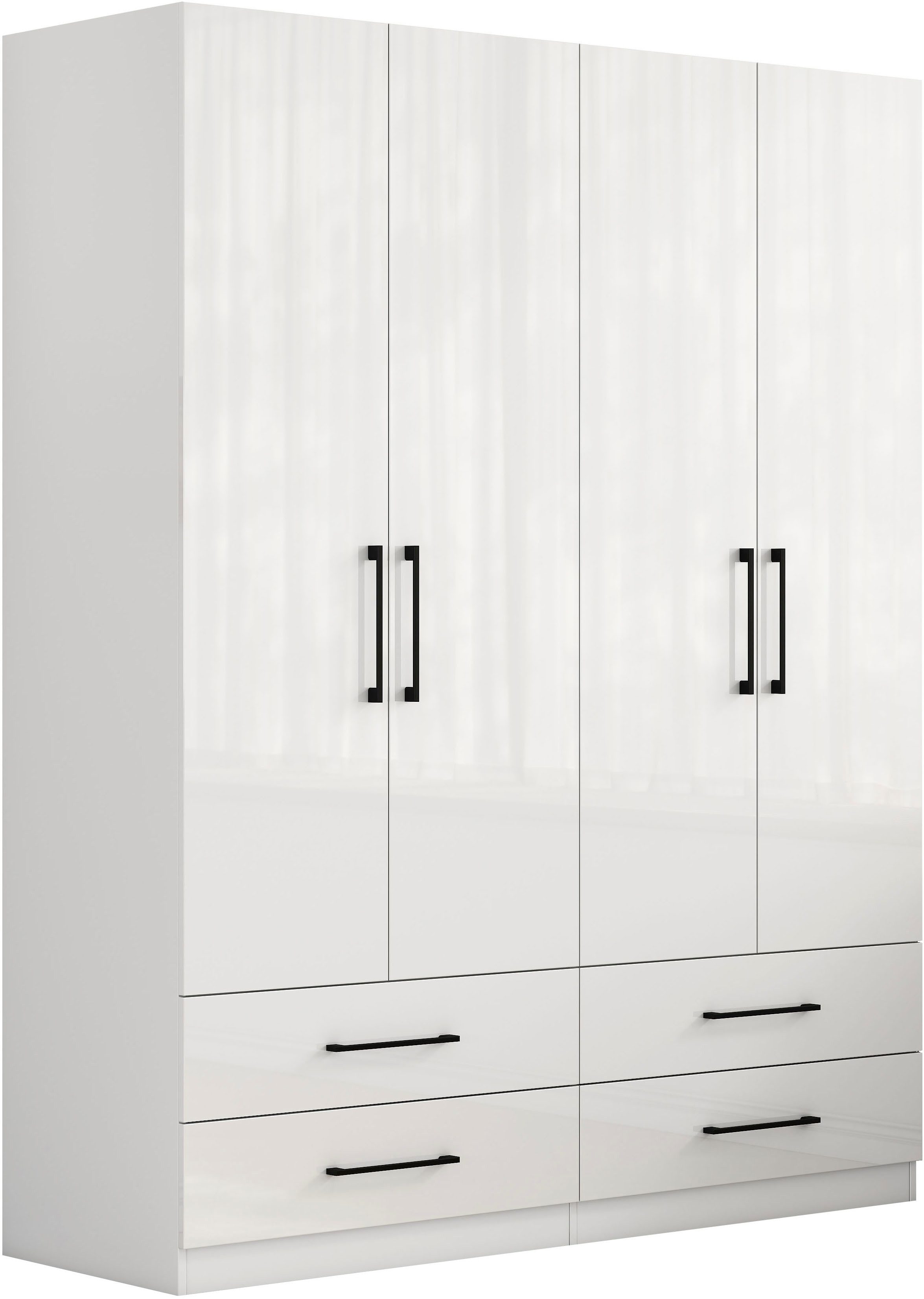 OTTO home Kleiderschrank Sylt Schlafzimmerschrank Garderobe Schrank hochglanz (Drehtürenschrank mit 4 Schubladen und 4 Türen) Schrank in Breite 160 mit viel Stauraum