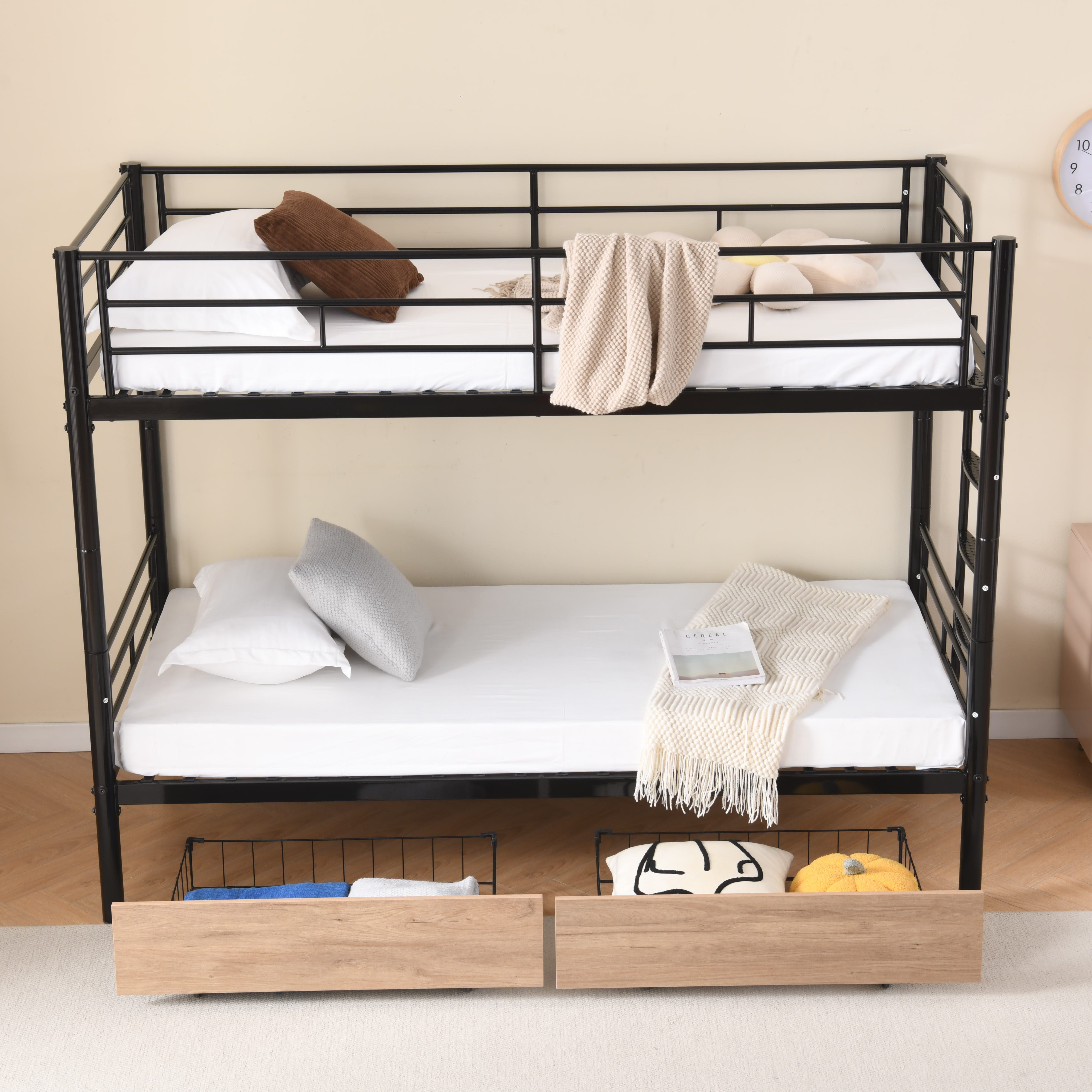 OKWISH Metallbett mit Sicherheitsgeländer (Etagenbett, Kinderbett, günstig online kaufen