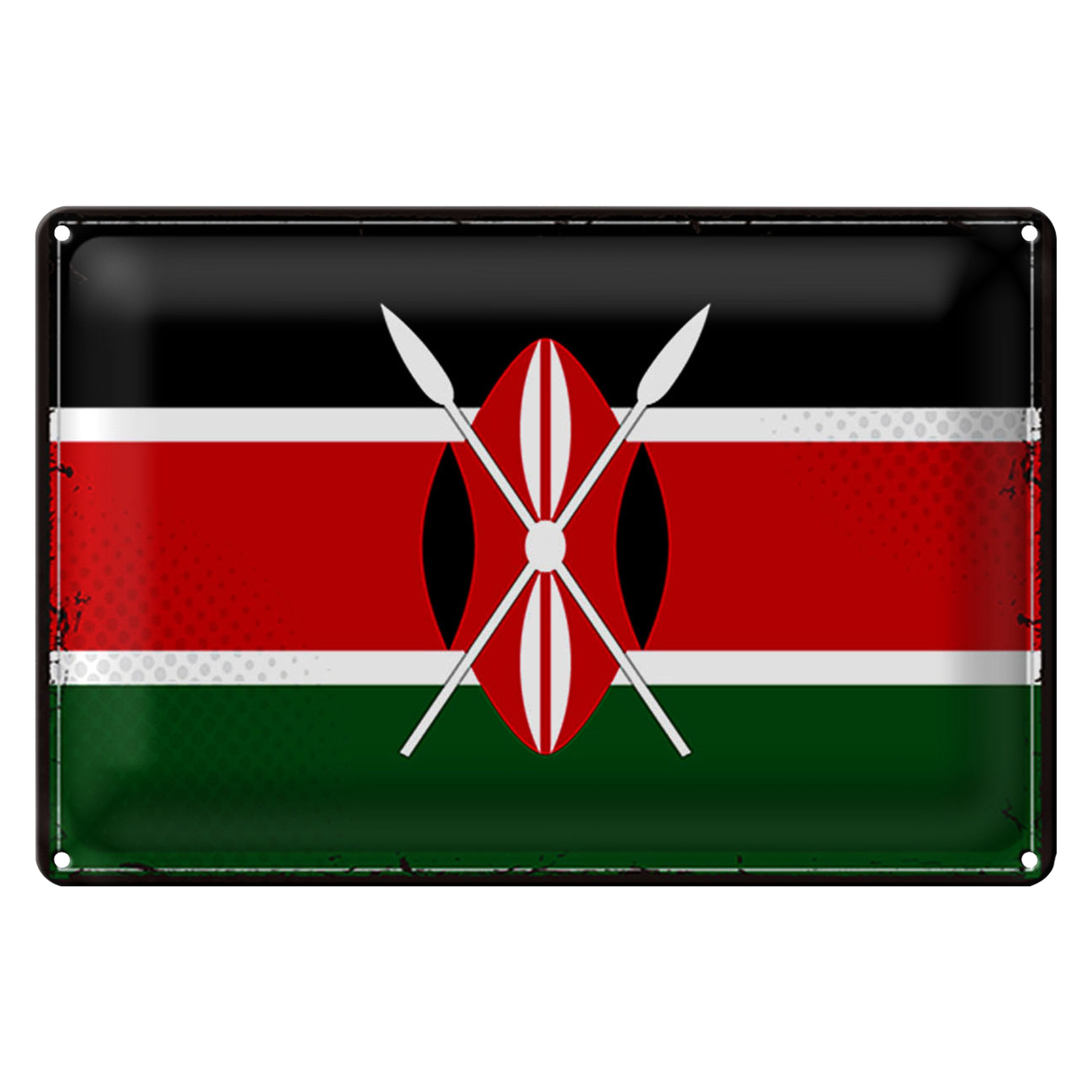 Roomando Metallschild Blechschild Flagge Kenia 30x20cm Retro Flag of Kenya