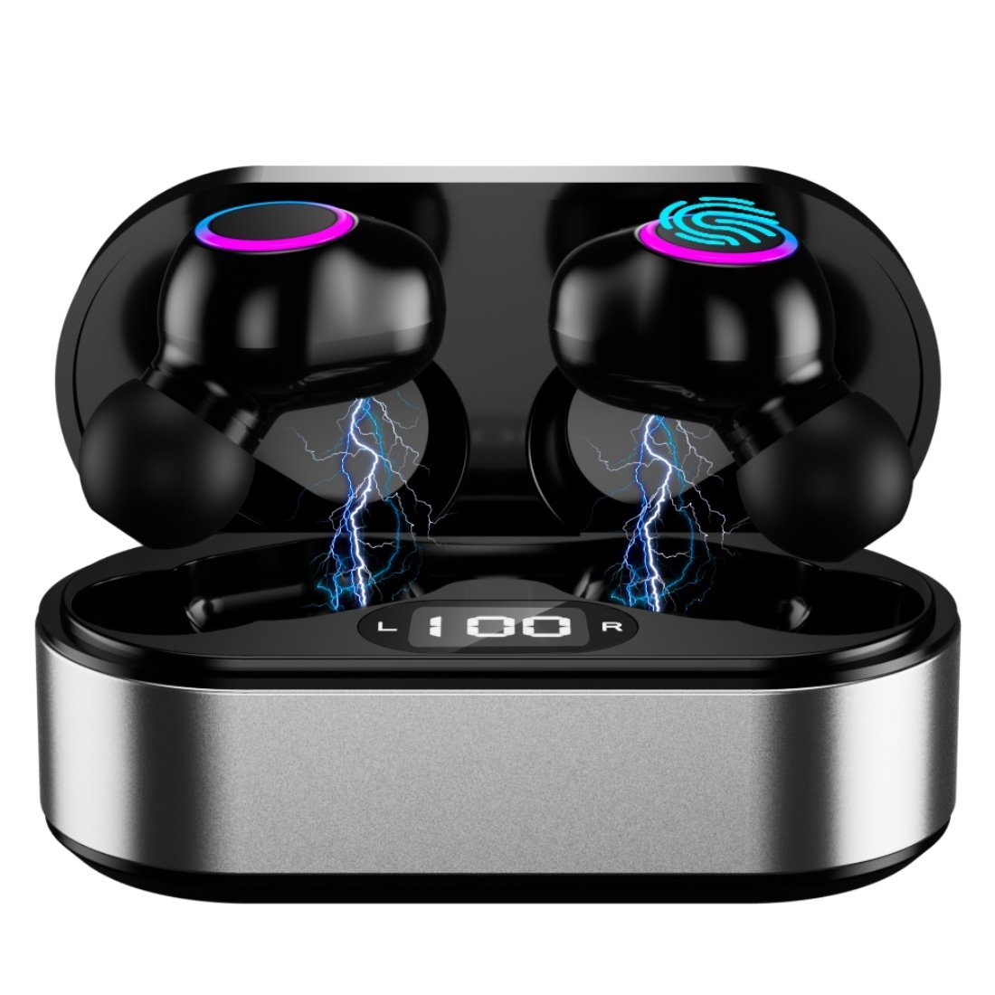 VSIUO In-Ear-Kopfhörer mit Mikrofon Bluetooth 5.2 LED Anzeige True-Wireless Bluetooth-Kopfhörer (Siri, Voice Assistant, Rauschunterdrückung, Bluetooth, Wireless Earbuds, IPX7 Wasserdicht Kabellose Kopfhörer)