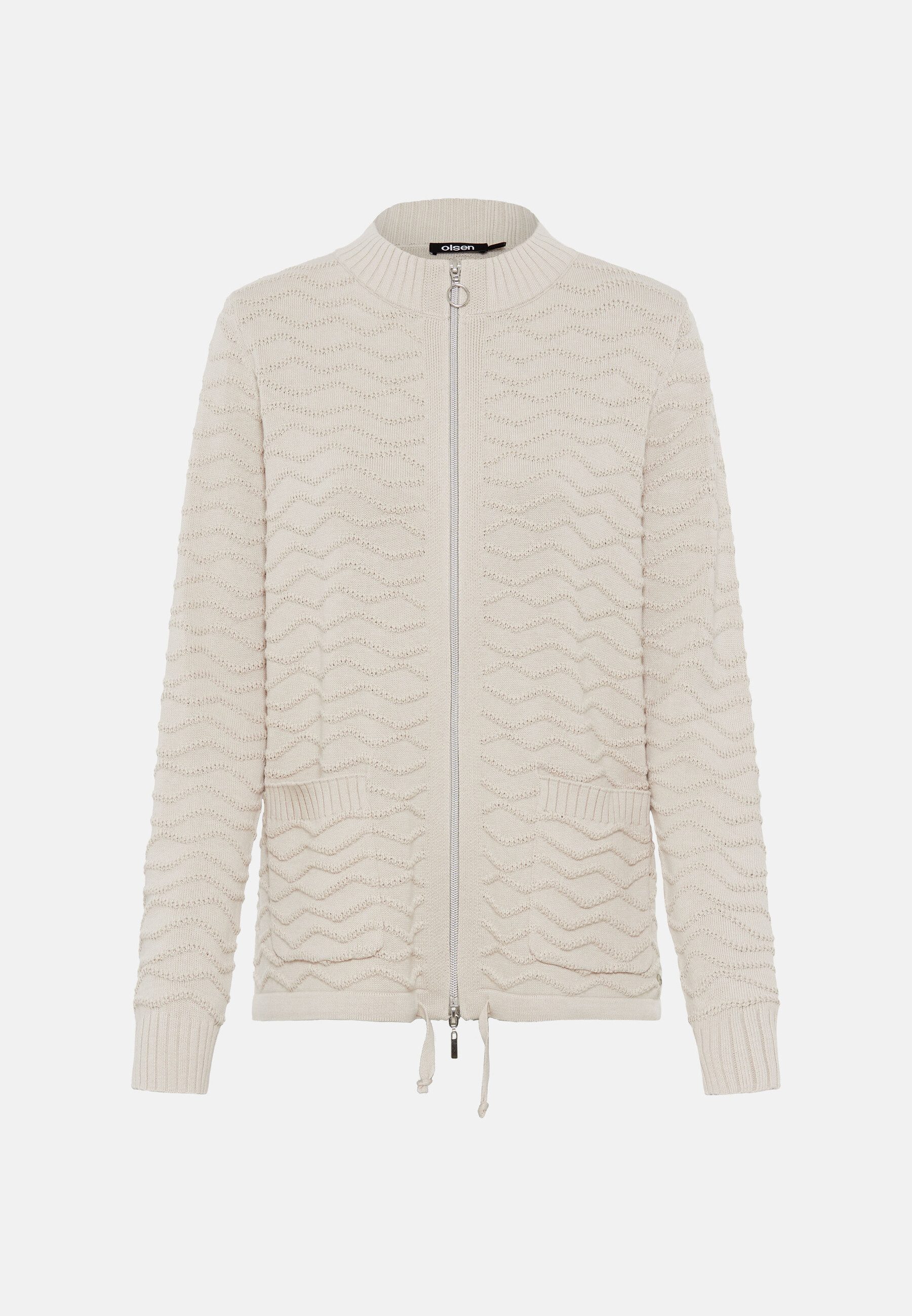 Olsen Cardigan mit wellenartigem Strickmuster