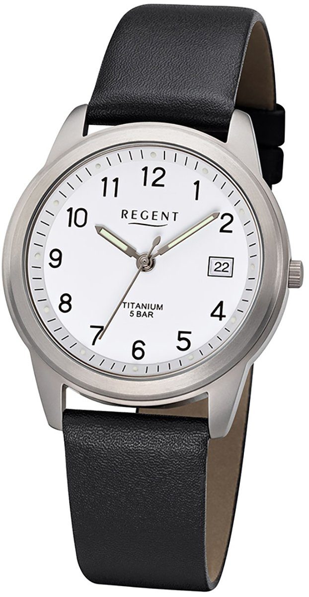 Regent Quarzuhr 36mm), F-683 rund, Quarzwerk, (ca. Herren Regent Herren Armbanduhr Leder mittel Uhr Lederarmband