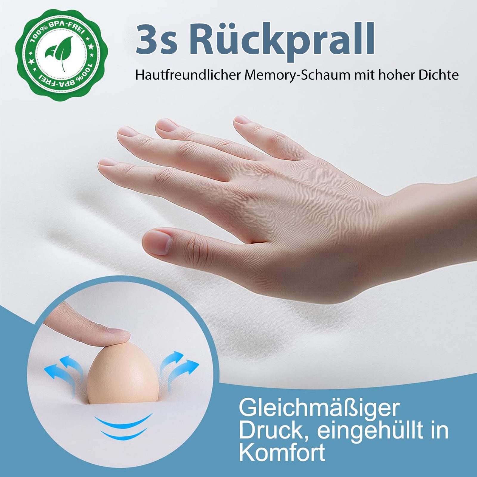 SWGOTA Kopfkissen orthopädisches Nackenstützkissen aus 100% Memory Foam, 62x41x11/13cm,21° Nackenkurve,6 Funktionsbereiche, abnehmbarer Eisseidenbezug mit 3D-Mesh für Seiten/Rücken/Bauchschläfer