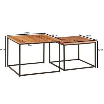 KADIMA DESIGN Satztisch Industrie-Stil Wohnzimmertisch Set, Unikat aus Holz & Metall