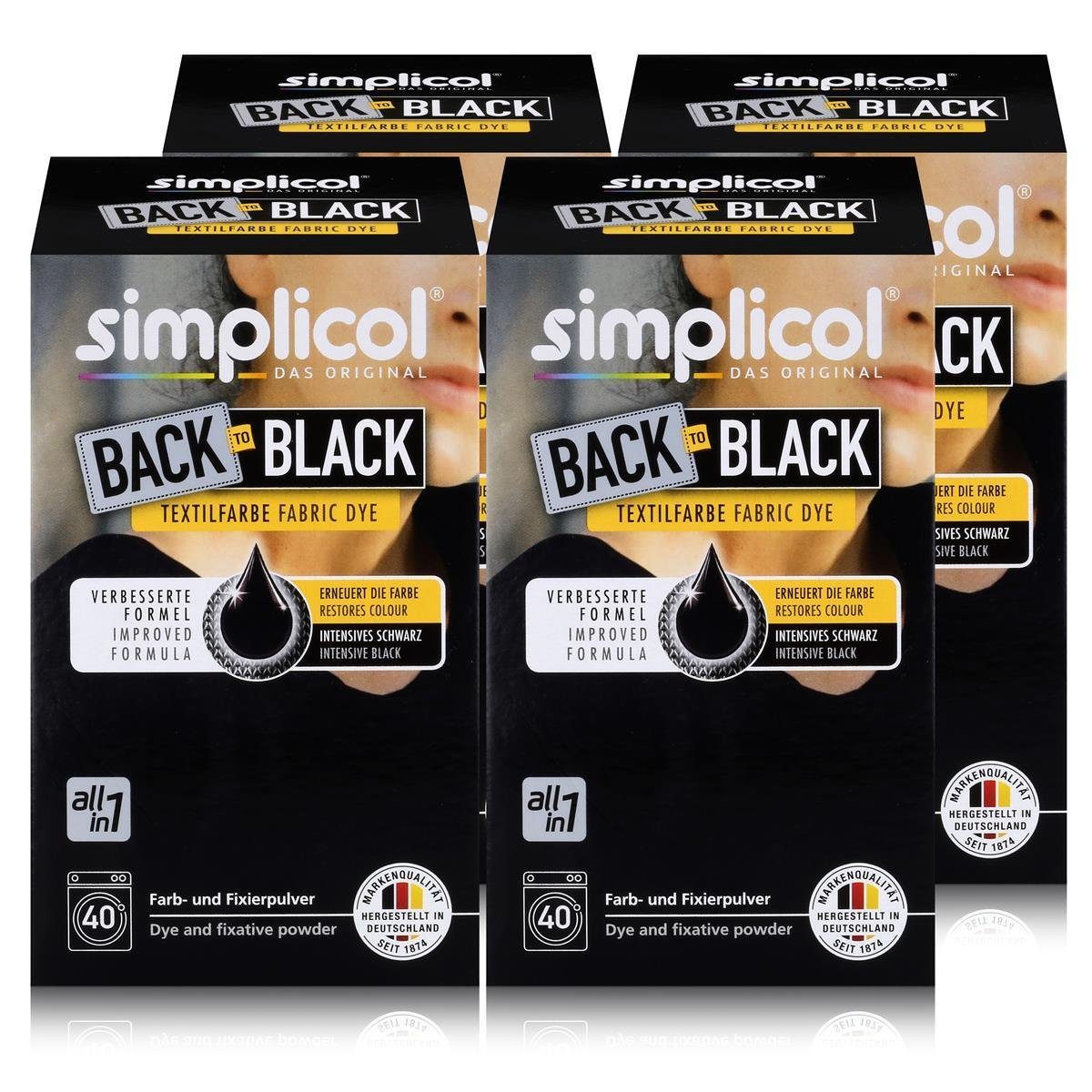 simplicol Textilfarbe Simplicol Textilfarbe Back to Black 400g - Erneuert die Farbe (4er Pac