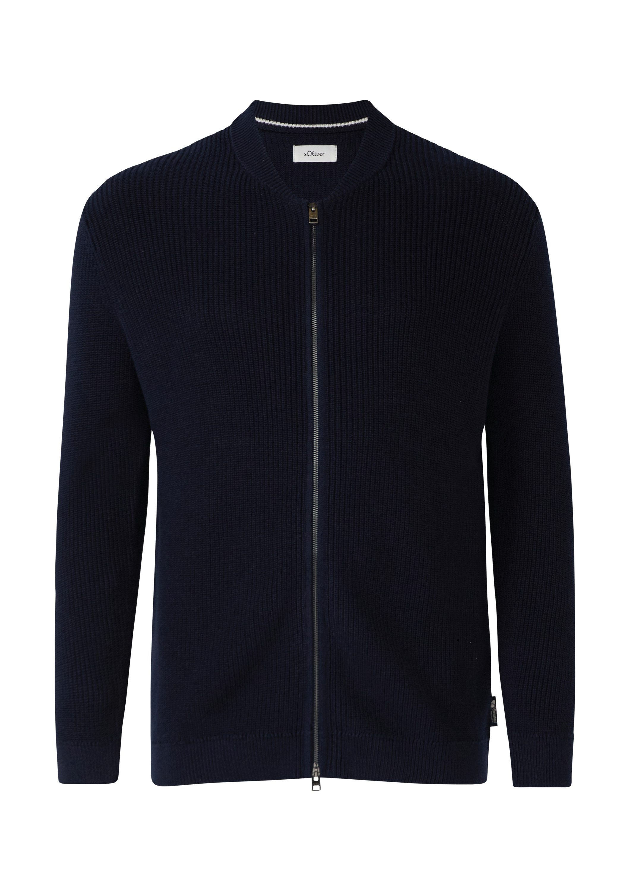 s.Oliver Cardigan Strickpullover Strickjacke mit Bomberkragen und Zwei-Wege-Reißverschluss