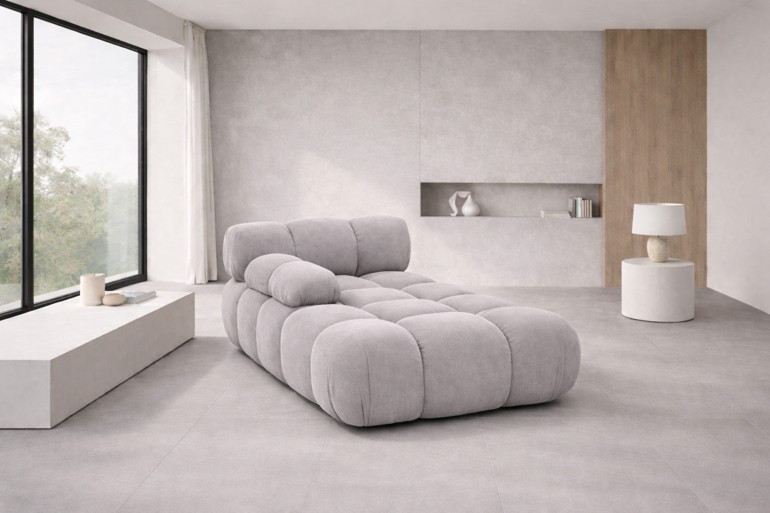 Kaiser Möbel Chaiselongue modular für Wohnzimmer, Veloursstoff Salvador, Selia, Chaiselongue, Veloursstoff Salvador,Teil eines Modulsystems,moderne, elegante Optik