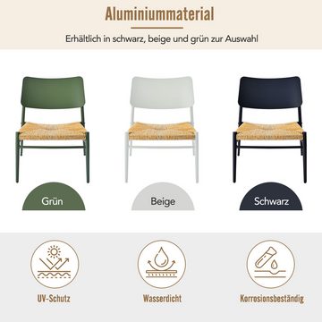 Merax Balkonset mit Aluminiumrahmen, Sitzgarnitur, Sitzgruppe, (3-tlg), mit Couchtisch und 2 Stühle, Gartenmöbel Set aus Polyrattan