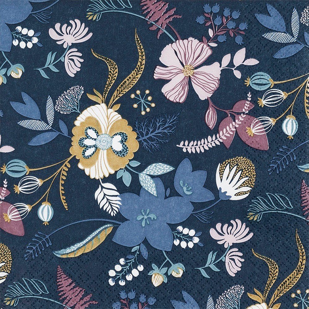 HOME FASHION Papierserviette 20 Servietten Flores - Zusammenkunft der Blätter und Blüten 33x33cm, (20 St)