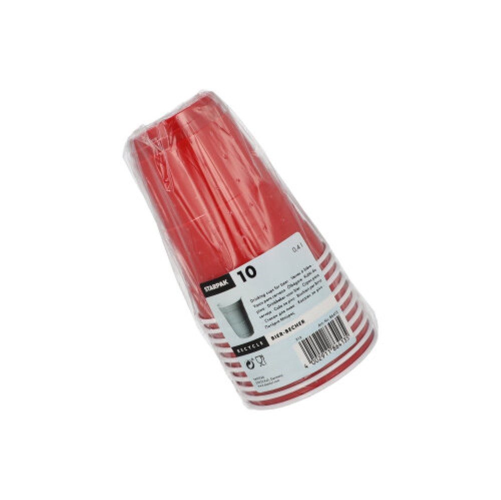 Starpak Becher 10 Bierbecher, PS 0,4 l Ø 9,5 cm · 12 cm rot/weiss