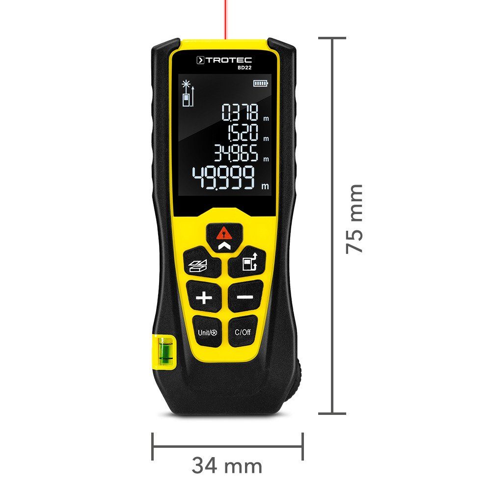 TROTEC Winkelmesser Laser-Entfernungsmesser BD22, 0,05 bis m m Entfernungsmessung 50