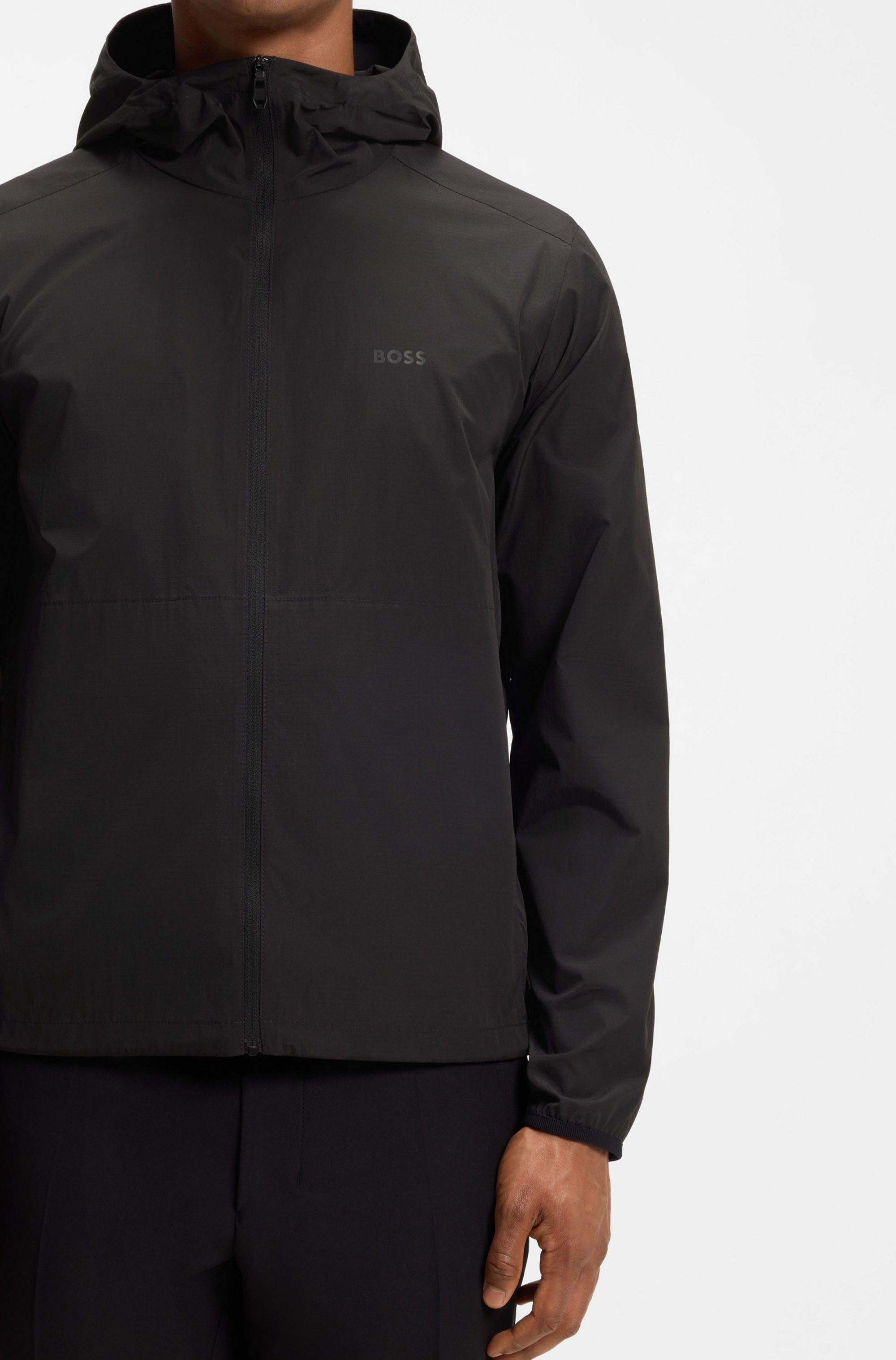 BOSS GREEN Windbreaker Regular Fit, Superleichte Qualität, Packfunktion innen in der Kapuze