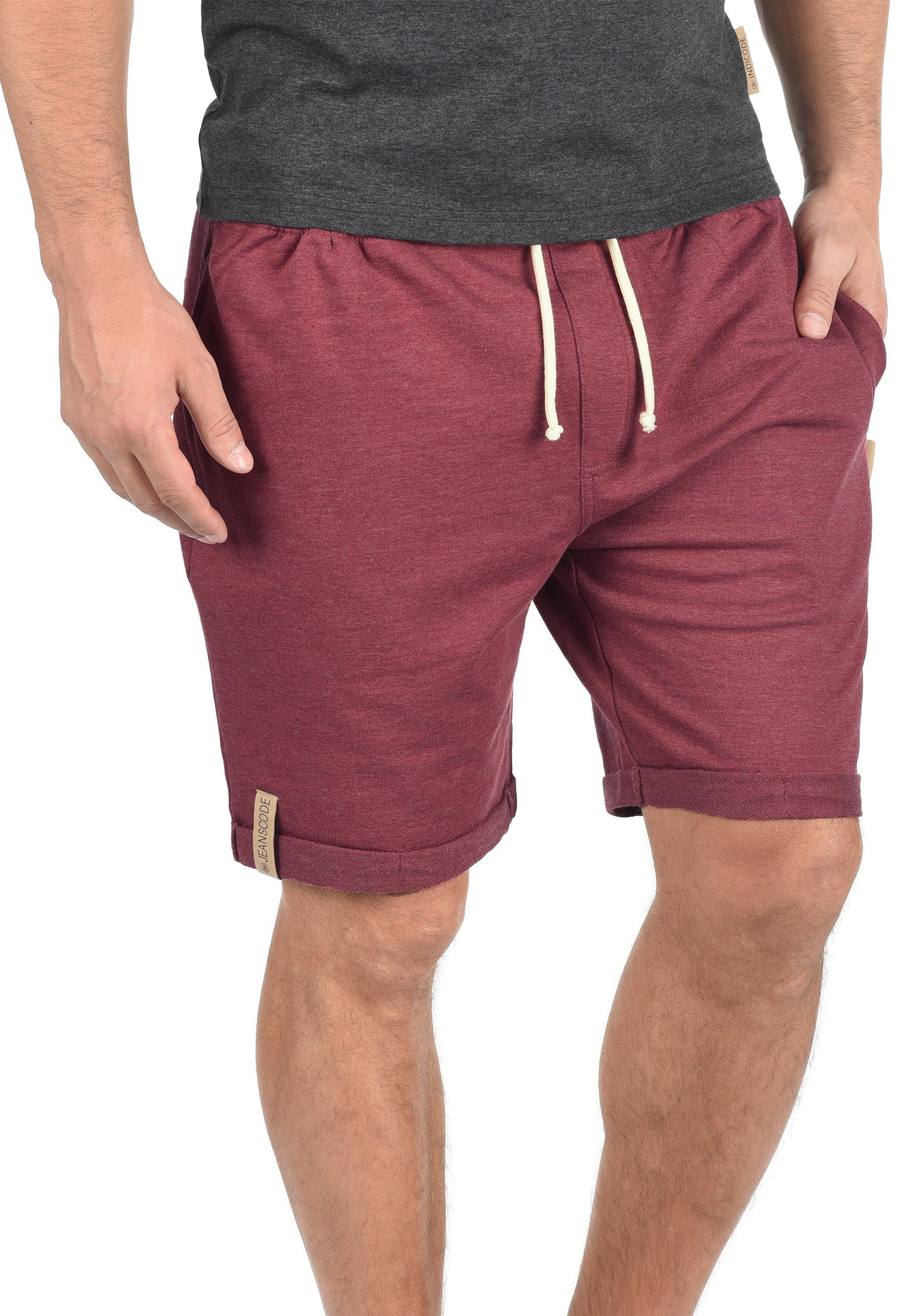 kurze IDIan mit Indicode Wine Sweatshorts Gesäßtasche im Inka-Look (227) Hose