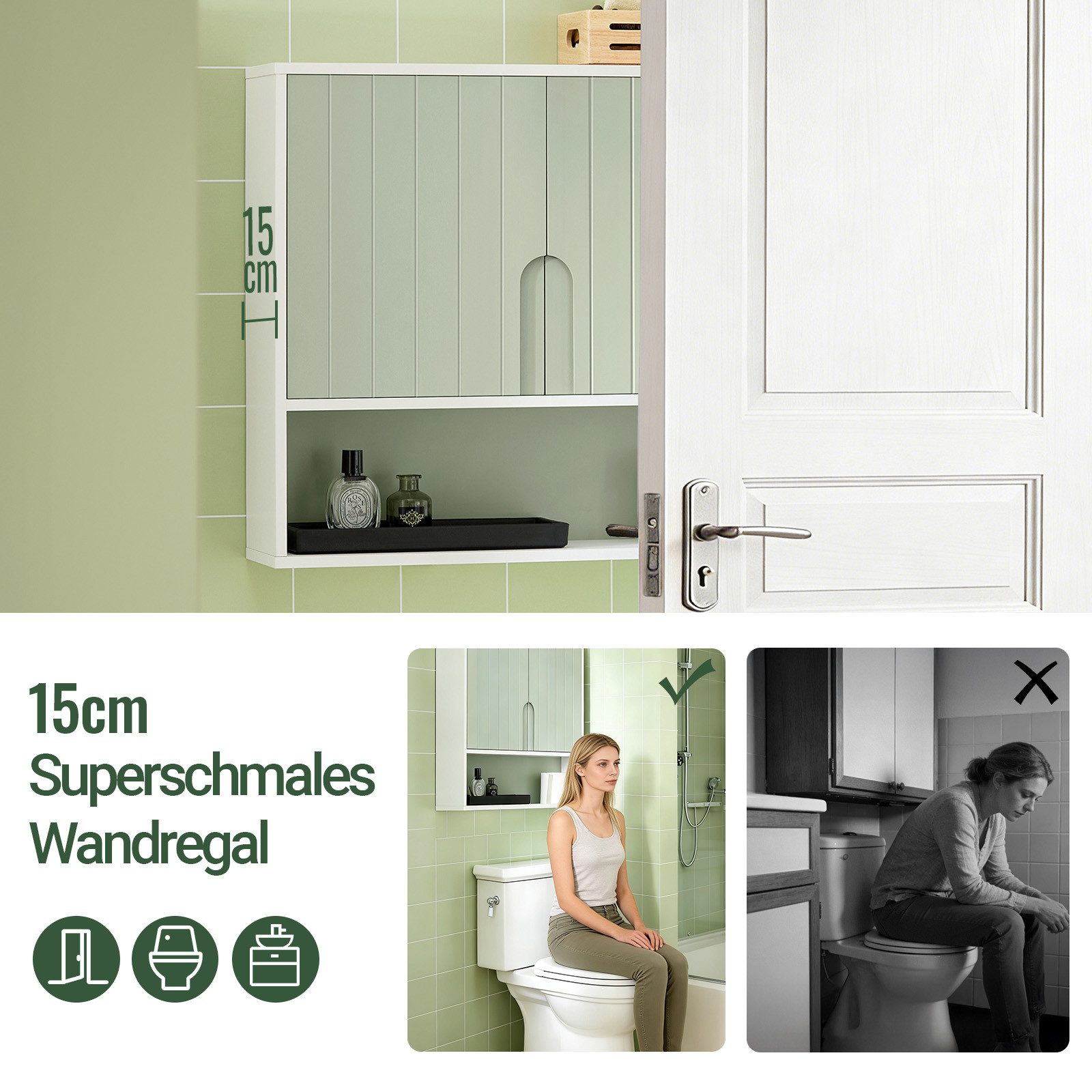 SoBuy Hängeschrank BZR140 Badschrank Wandschrank Badhängeschrank Küchenschrank Medizinschrank – Bild 5 von 5