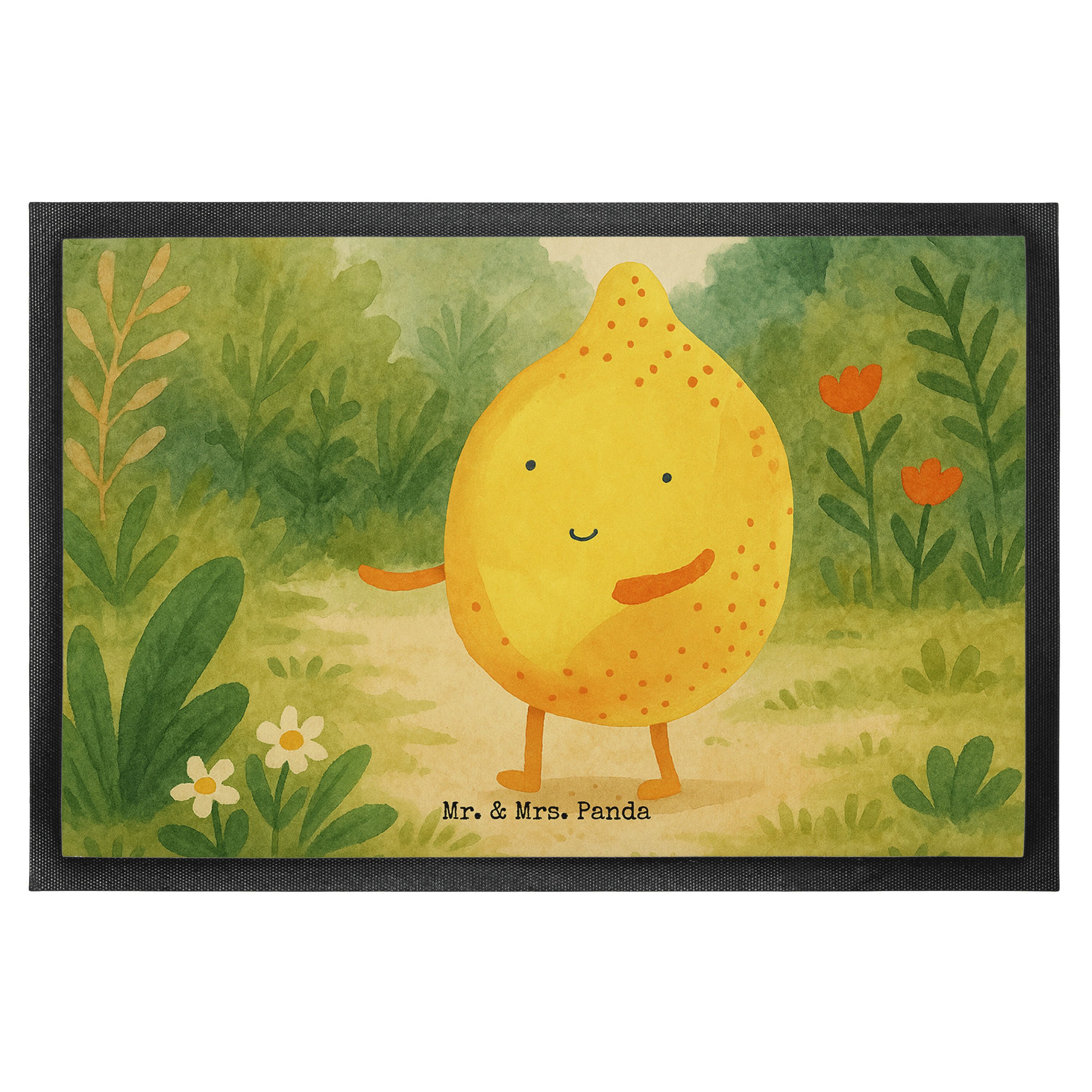 Mr. & Mrs. Panda Fußmatte Beste Freunde Zitrone Design, fußmatte 40 x 60 cm, Weiß, Lustige Sprü, rechteckig, Höhe: 40 mm, Gummi-Fußmatte Outdoor-Matte Lustige Sprüche