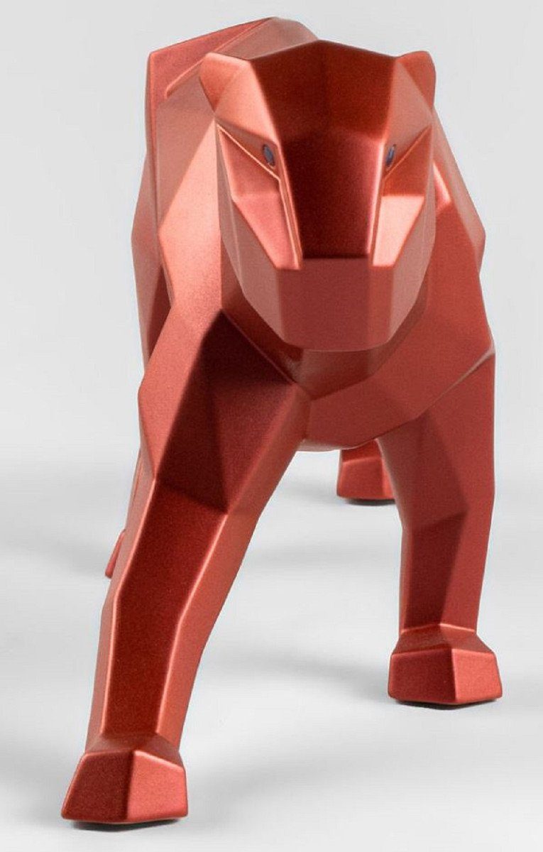 Porzellan Luxus Casa cm Deko feinstem 19 Figur Dekofigur Casa Skulptur x Hangefertigte Luxus Padrino Panther 12 aus Accessoires Porzellan - 50 Rot H. - spanischen Padrino x Deko Metallic
