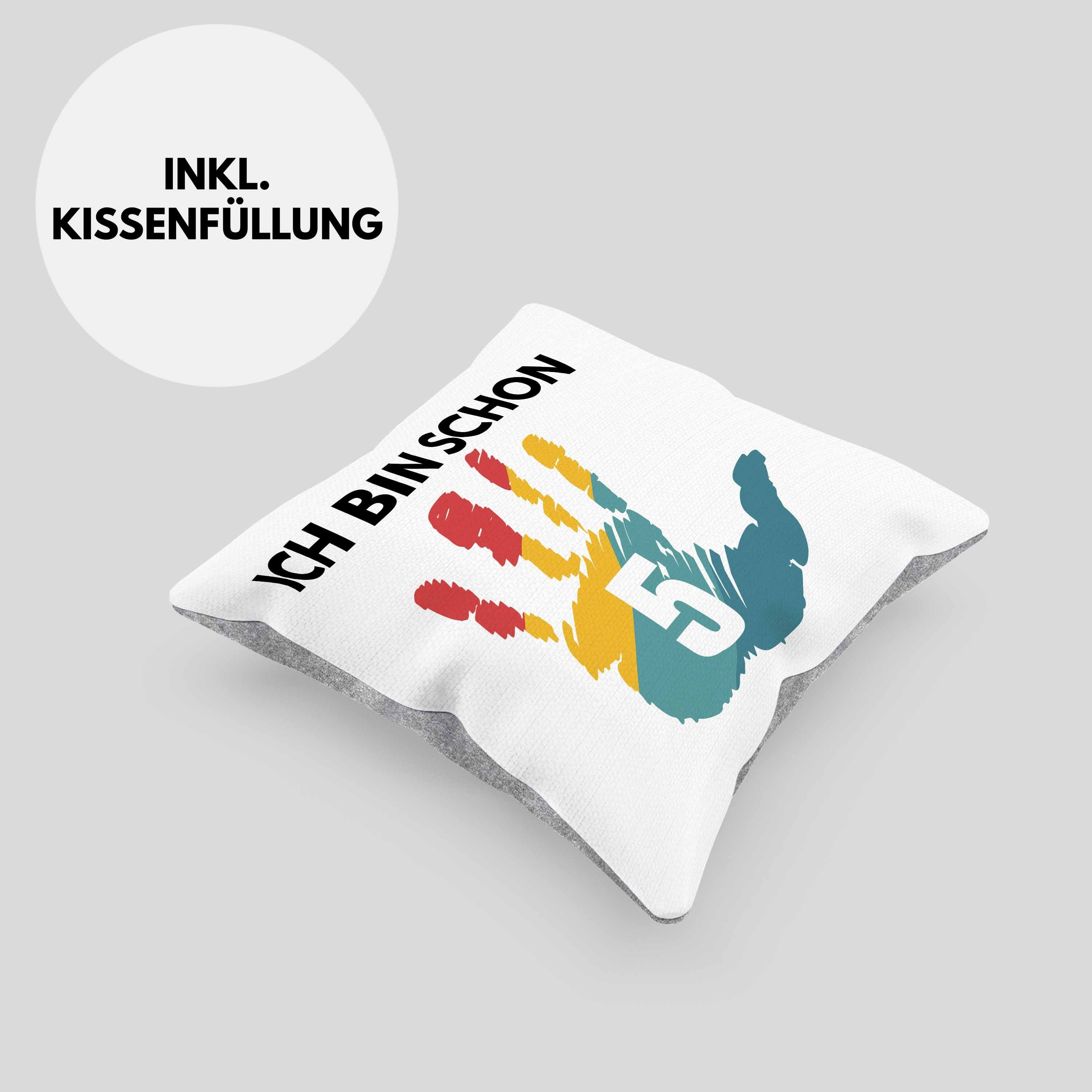 Dekokissen Bin Ich Trendation Dekokissen 5-Jähriger Geschenk Trendation Geschenkidee Füllung Junge Schon 5 mit Grau - 40x40 Mädchen Kissen