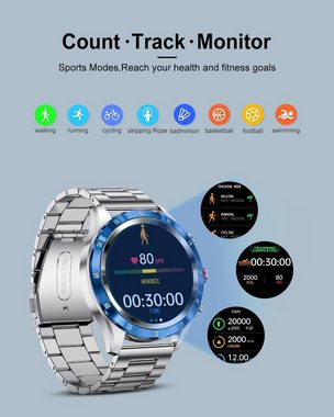 Lige Smartwatch (1,32 Zoll, Android iOS), Herren Bluetooth-Anruf IP67 wasserdichte Aktivitäts Tracker Fitnessuhr
