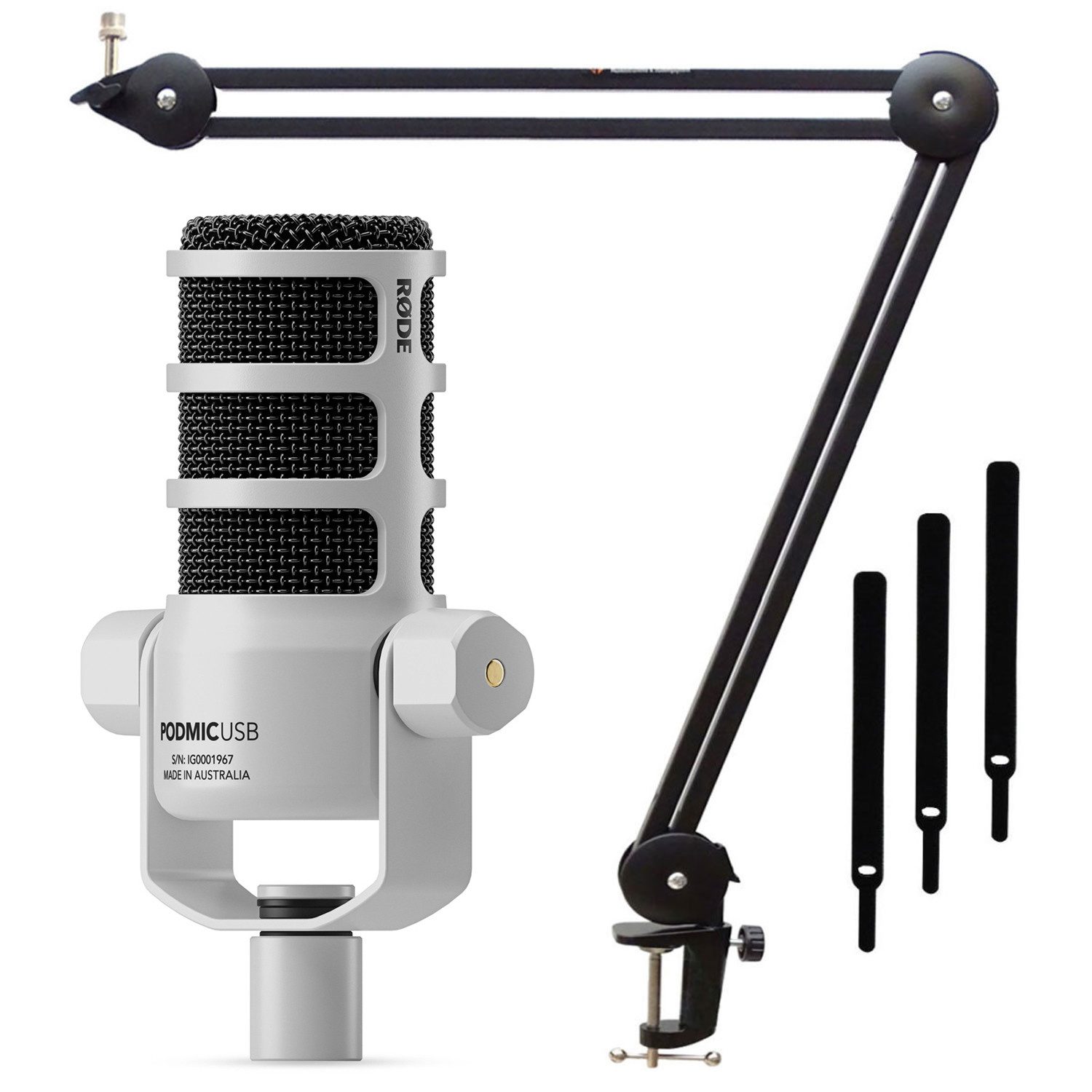 Mikrofon Rode Mikrofon Podmic USB Weiss mit Gelenkarm Schwarz