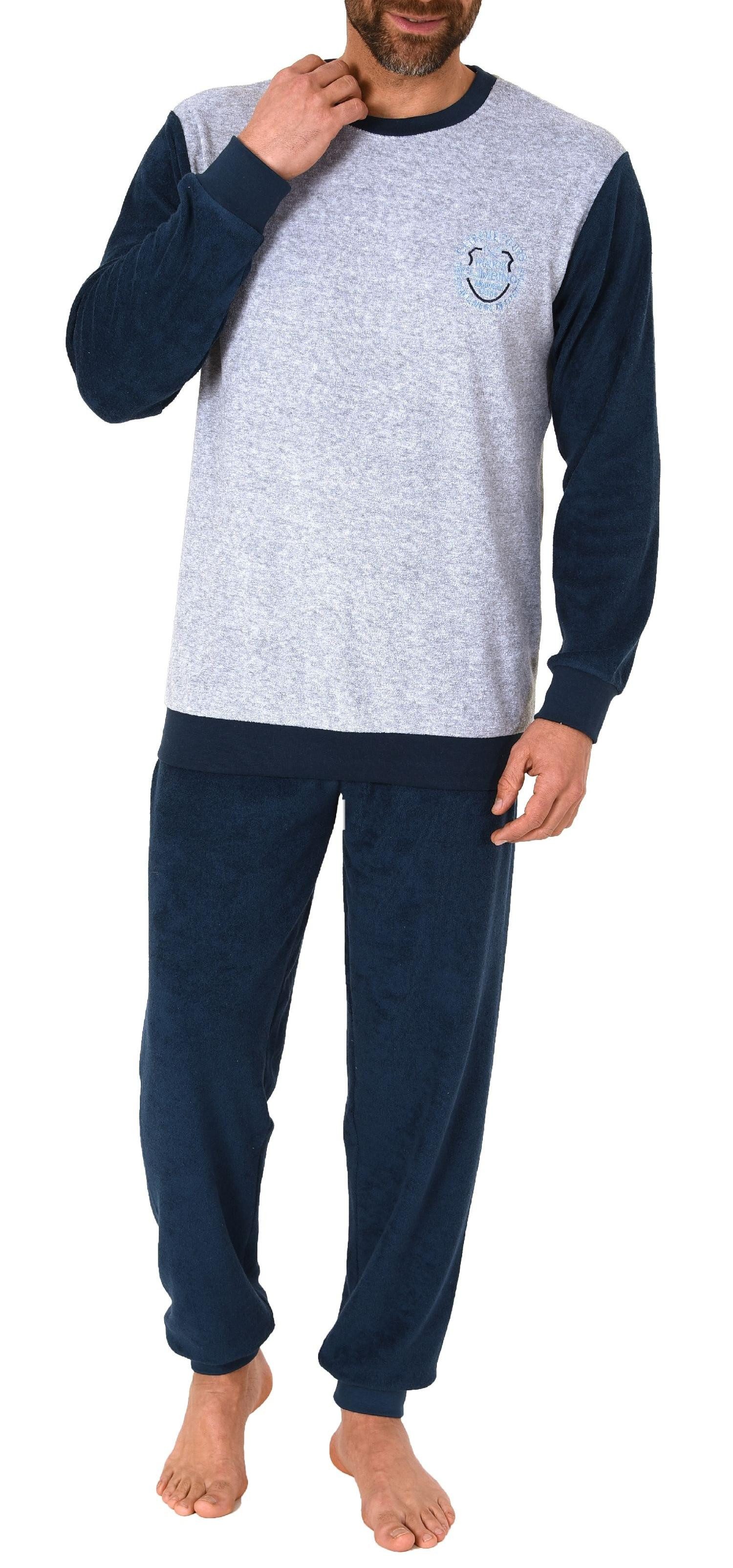 Pyjama Herren Frottee Pyjama langarm Schlafanzug mit Bündchen - 212 13 801