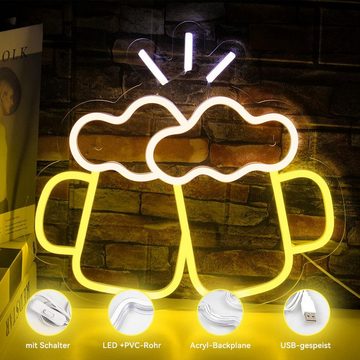Welikera LED Dekolicht Gelbes Prost-Bier-Neonlicht, Wanddekoration, geeignet für Bars, Partys