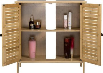 EUGAD Badmöbel-Set, (2-St), Waschbeckenunterschrank mit Spiegelschrank, Bambus