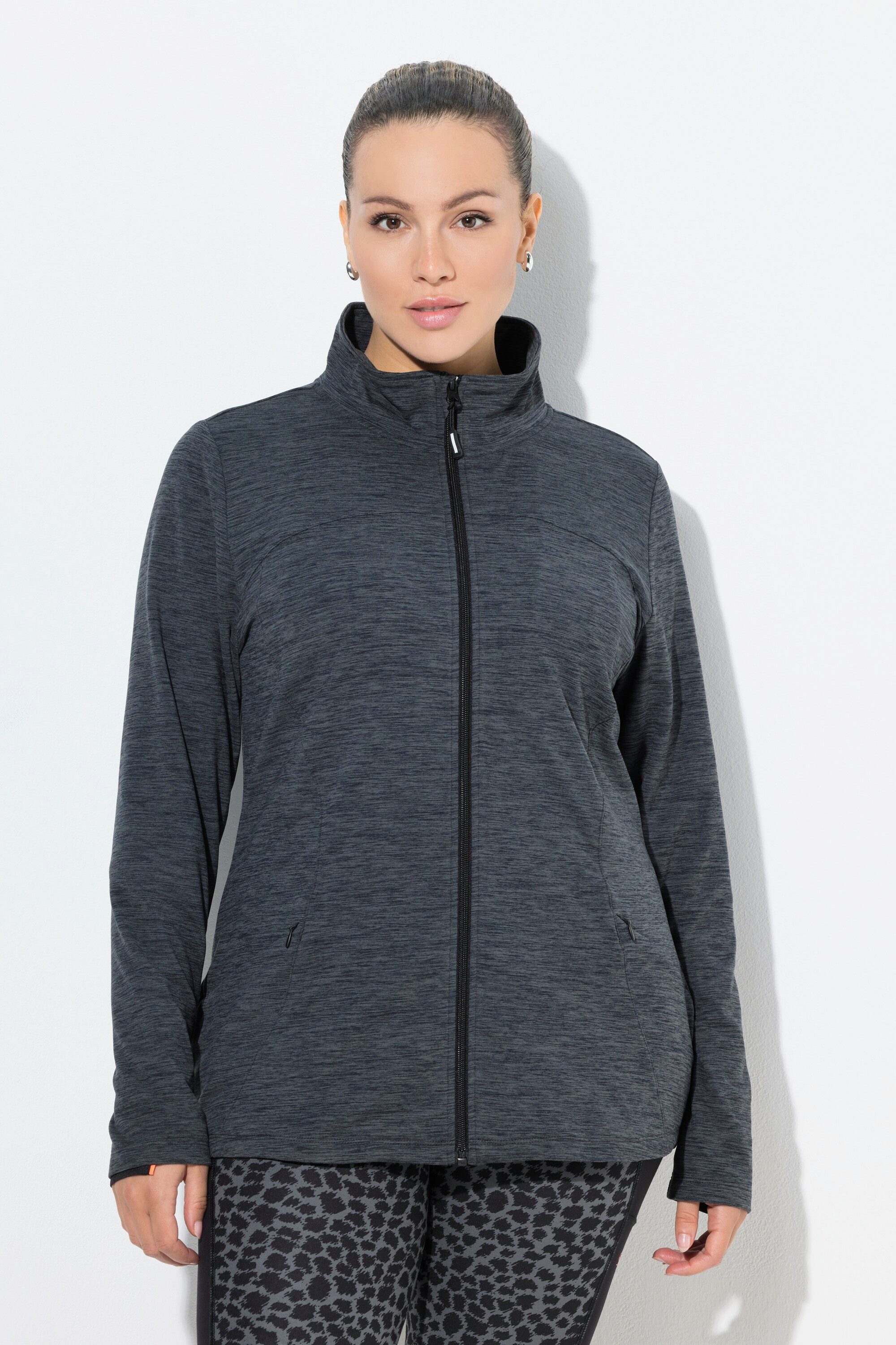 Ulla Popken Sweatjacke Funktions-Sweatjacke Slim Stehkragen Langarm günstig online kaufen