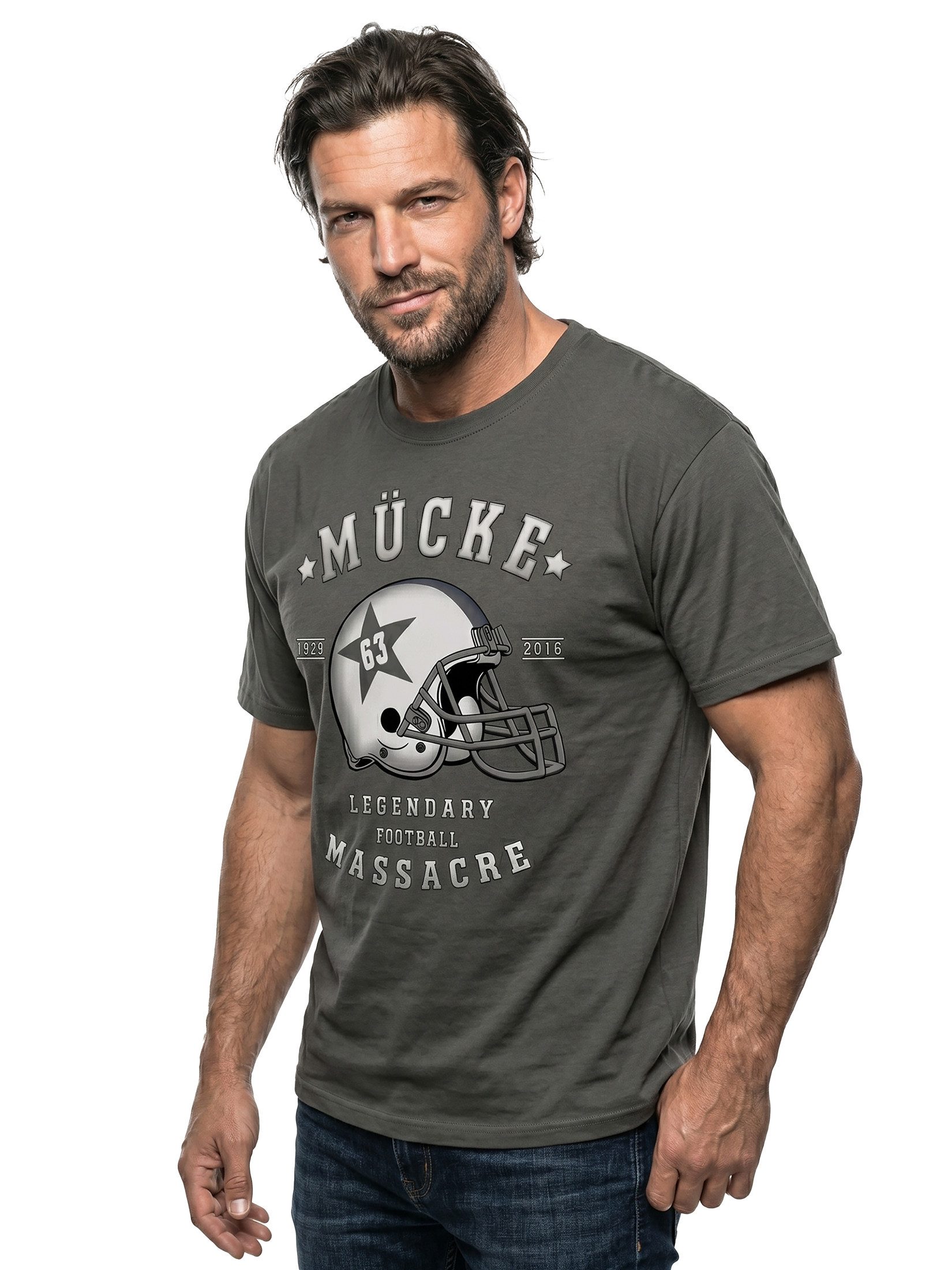 MAKAYA Print-Shirt Buds Trikot Mücke 63 American Football Helm Motiv Herren/Männer mit Druck