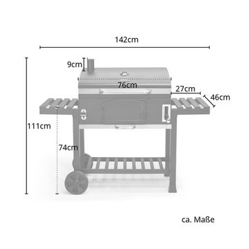 TAINO Holzkohlegrill HERO XXL, mit Abdeckhaube, höhenverstellbare Kohlewanne, Grillfläche: ca. 42 x 72 cm