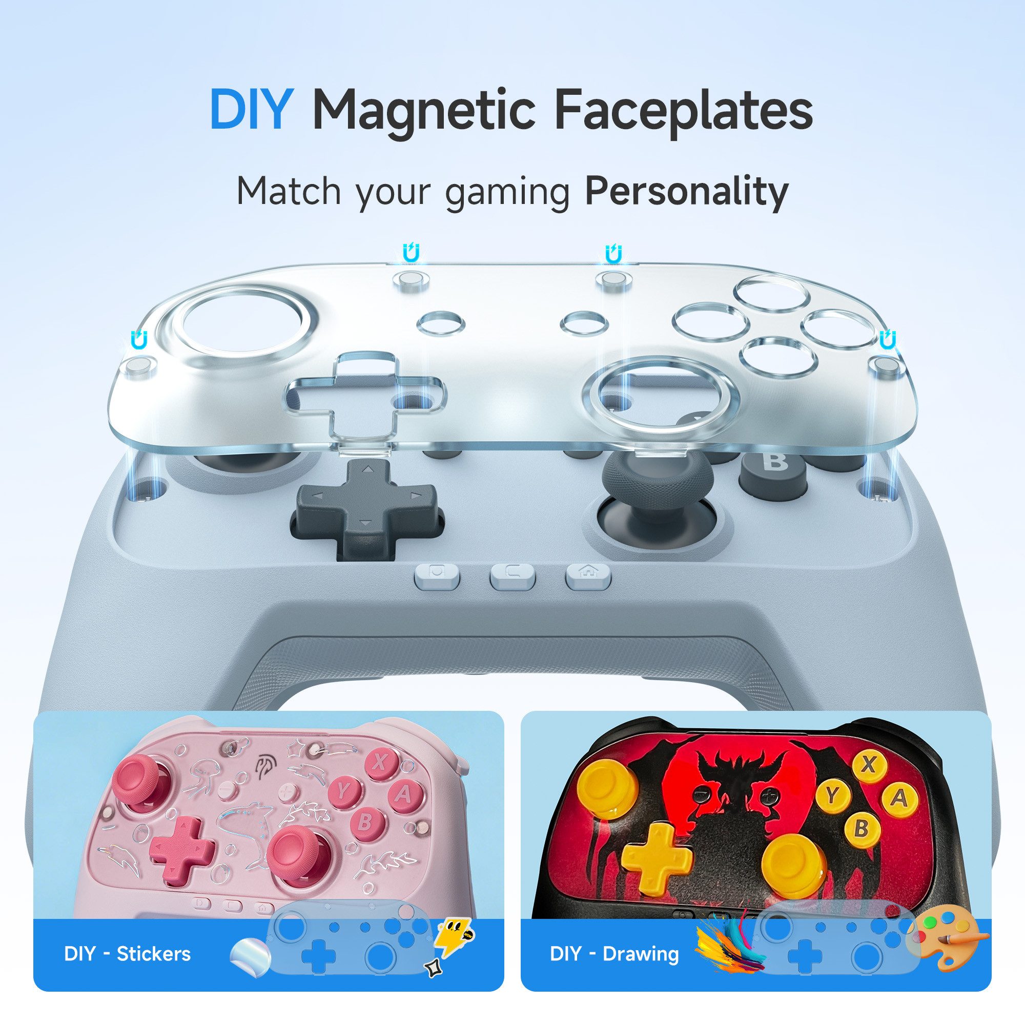 ANYSUN S10C Switch 2 Controller mit Wake-up, In-Game Chat, Controller (9-Axis Motion, Native Programmiert Funktion, Switch 2 Pro Controller mit 1000mAh Batterie &Magnetische Frontplatten)