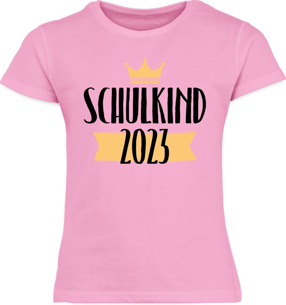 T-Shirt Krone Rosa mit 2023 Shirtracer 2 Mädchen Schulkind Einschulung