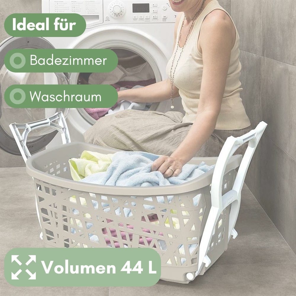 GarPet Wäschekorb Wäschekorb mit Klappbaren Füßen Wäschewanne tragbar Wäschekorb 44 L – Bild 4 von 5