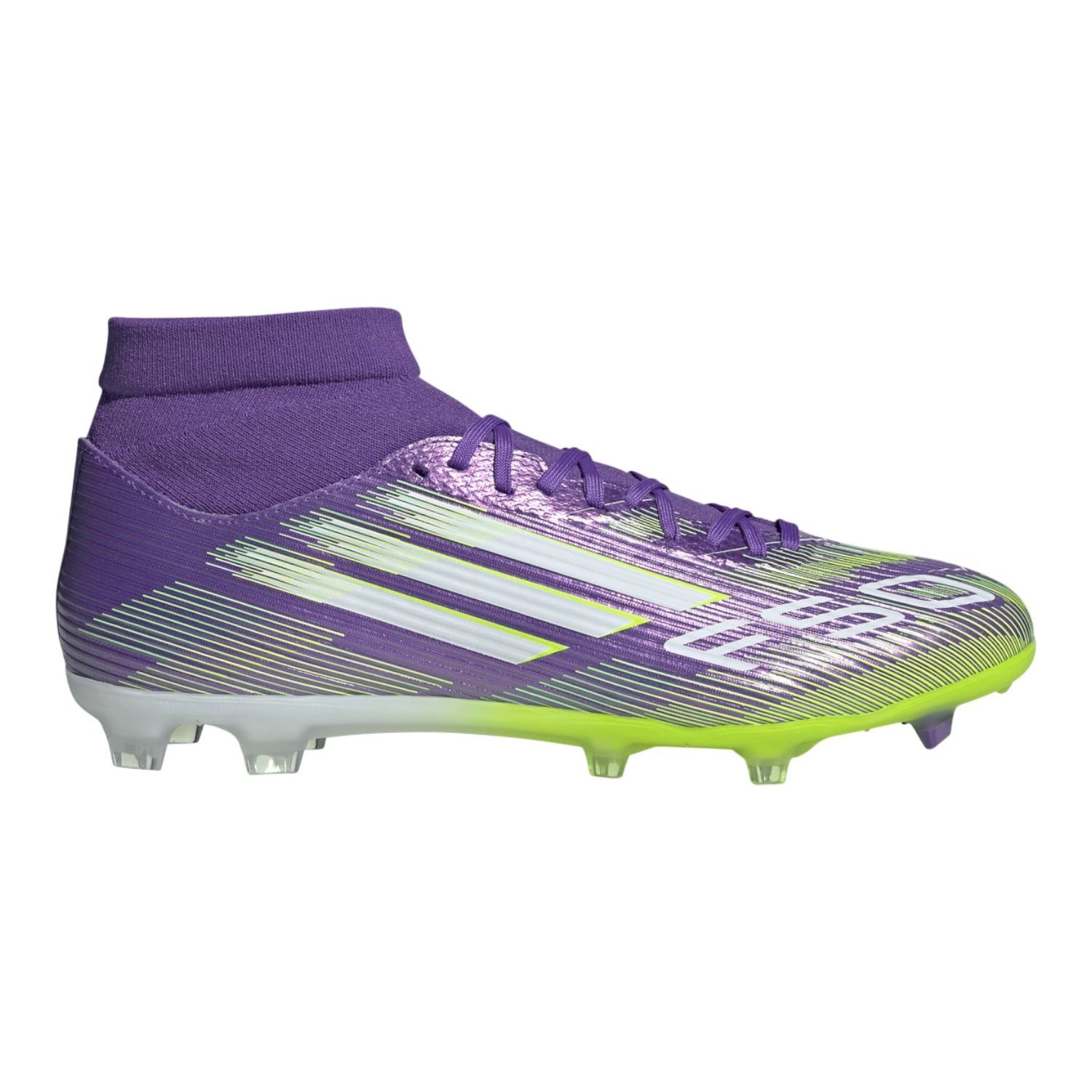 adidas Performance F50 League MID FG/MG (Kunstrasen, für feste Böden) purple/weiss/lime Fußballschuh