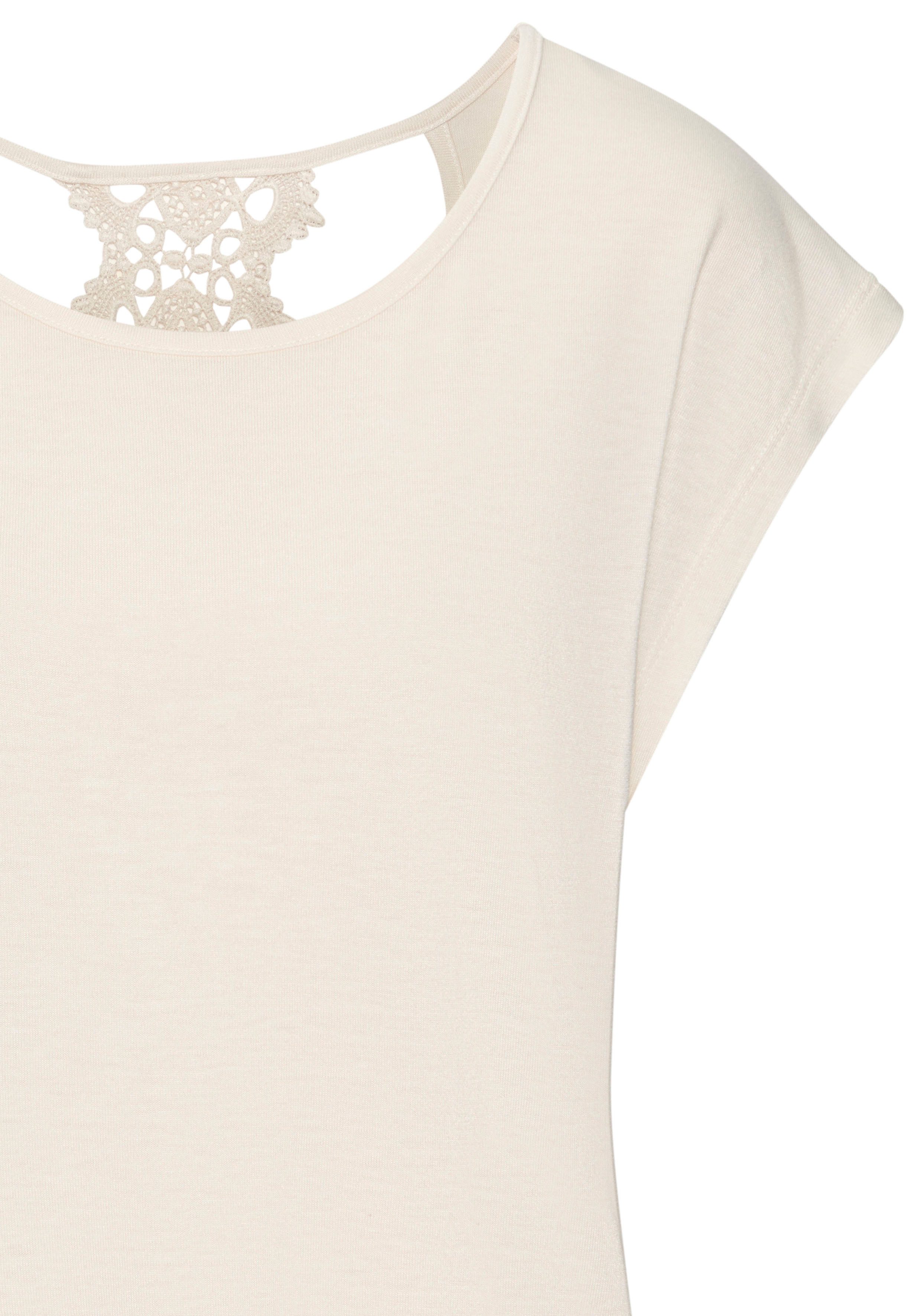 LASCANA Kurzarmshirt mit Spitzendetail im Rücken, bequemes T-Shirt aus Jersey